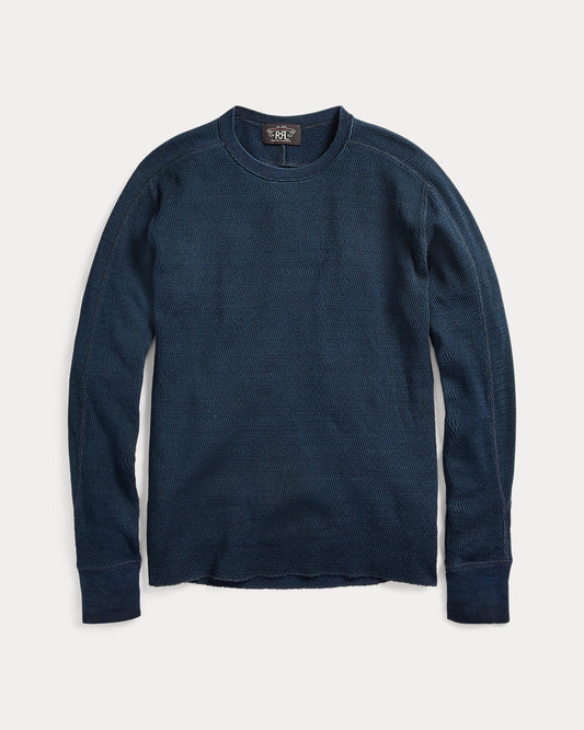 Indigo Jacquard-Knit Crewneck