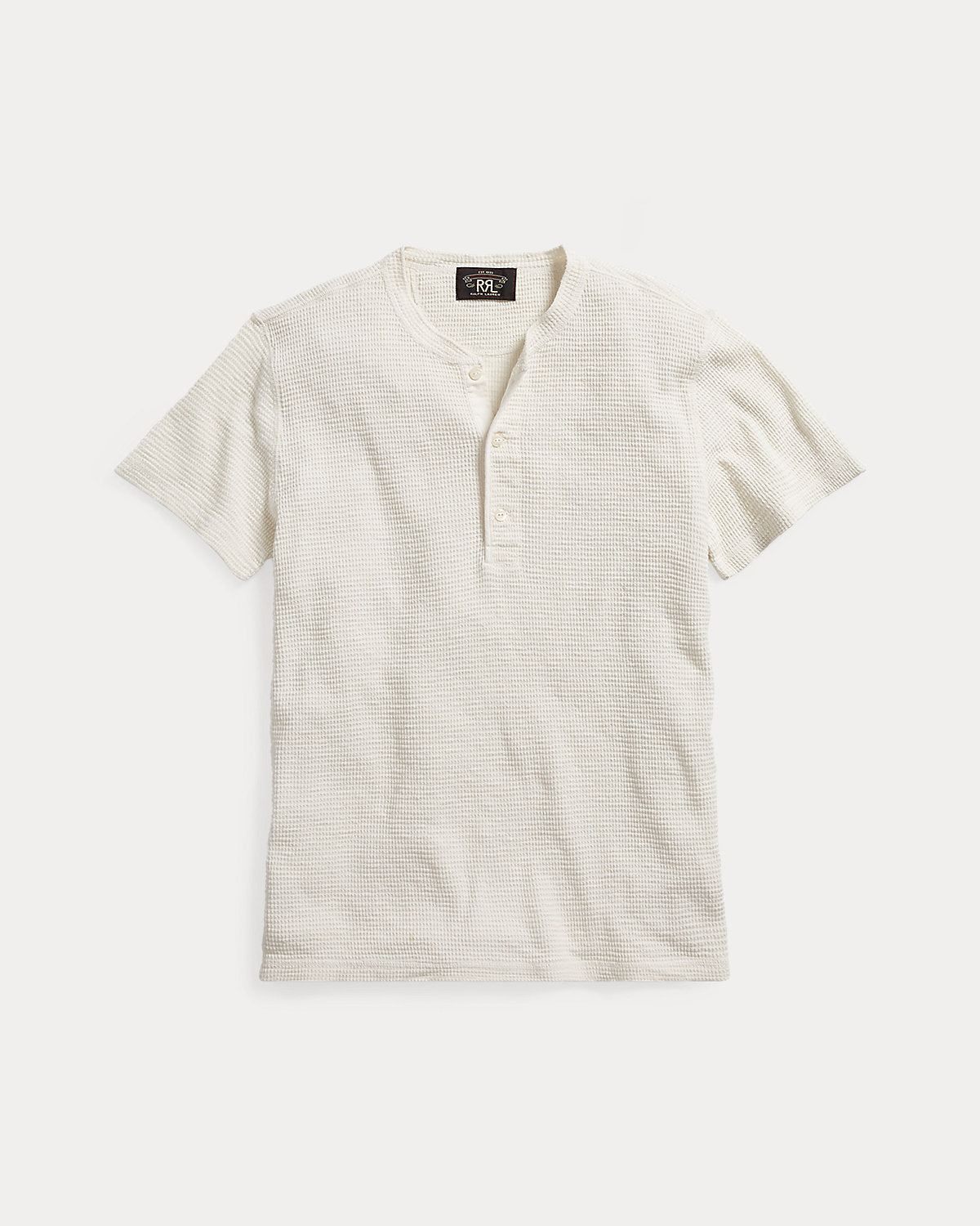 Waffle-Knit Short-Sleeve Henley Shirt