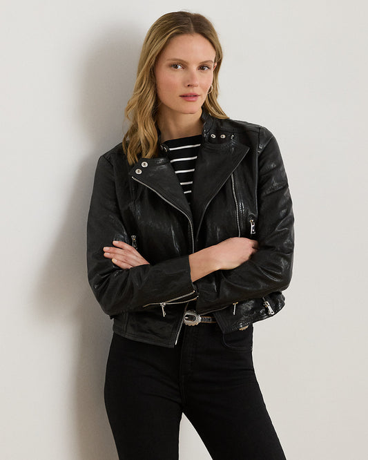 Burnished Leather Moto Jacket