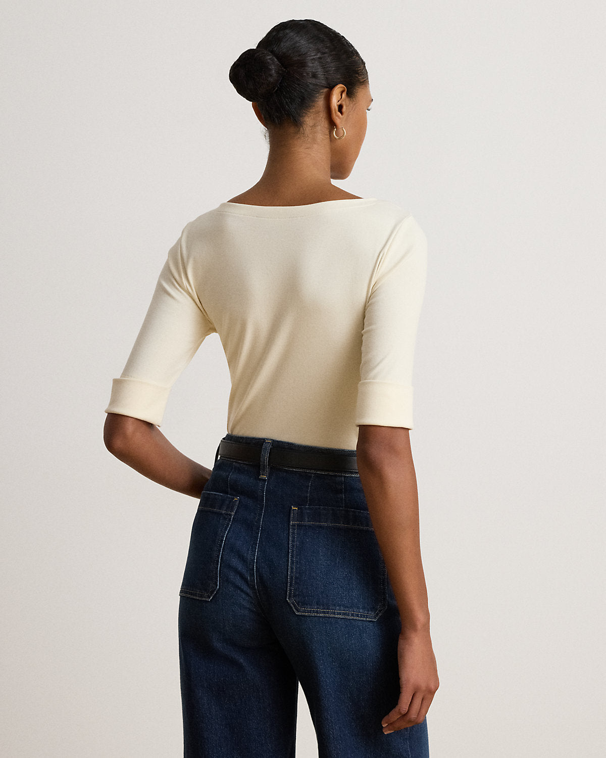 Stretch Cotton Boatneck Tee