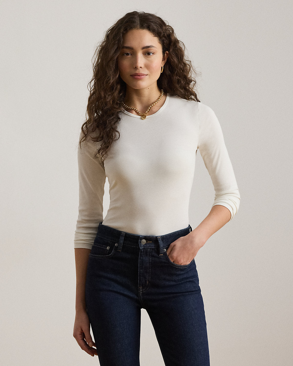 Stretch Cotton Long-Sleeve Tee