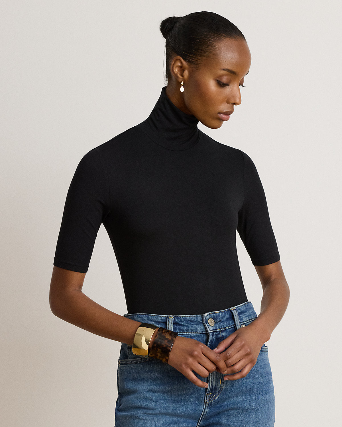 Stretch Jersey Turtleneck