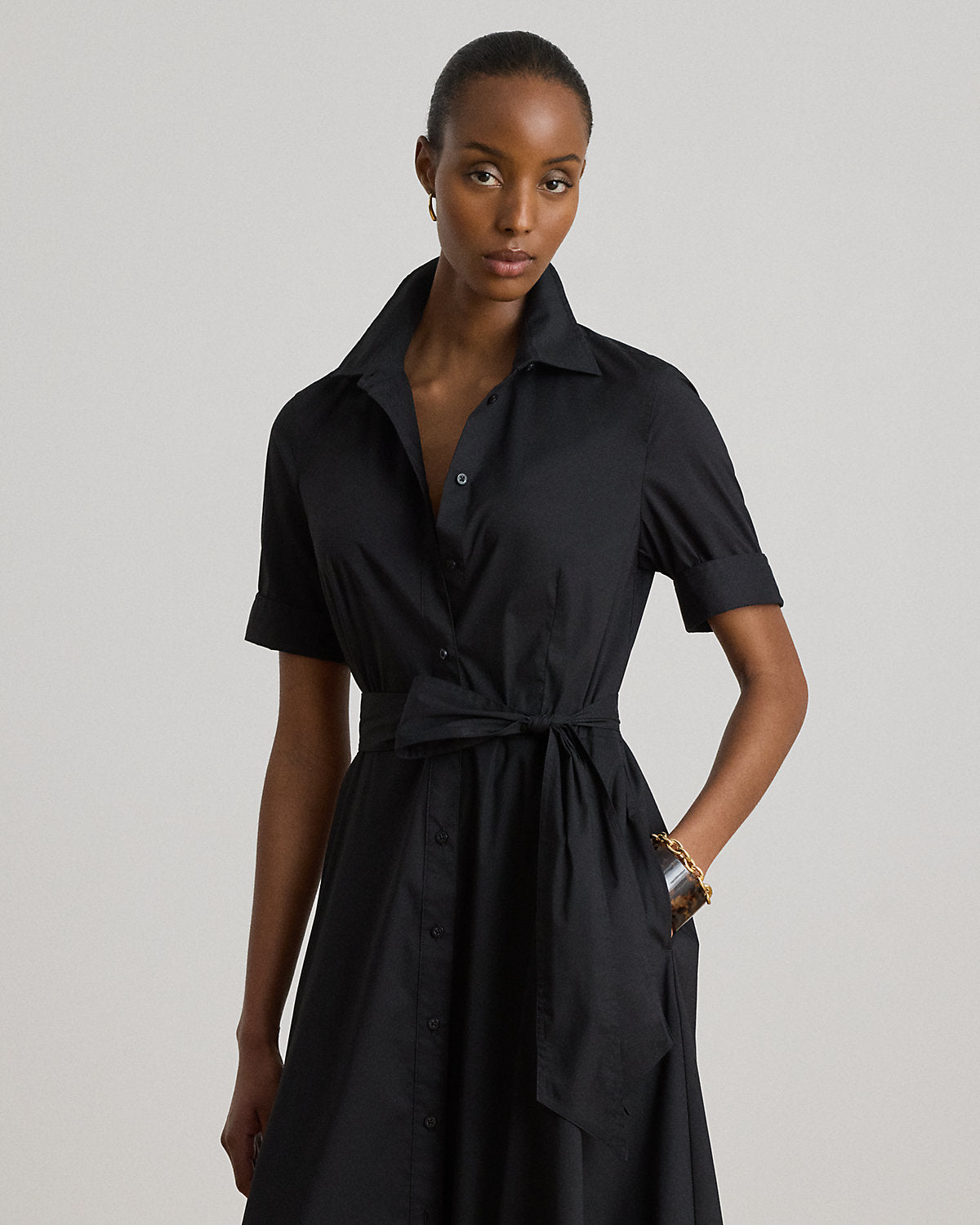 Belted Cotton-Blend Shirtdress