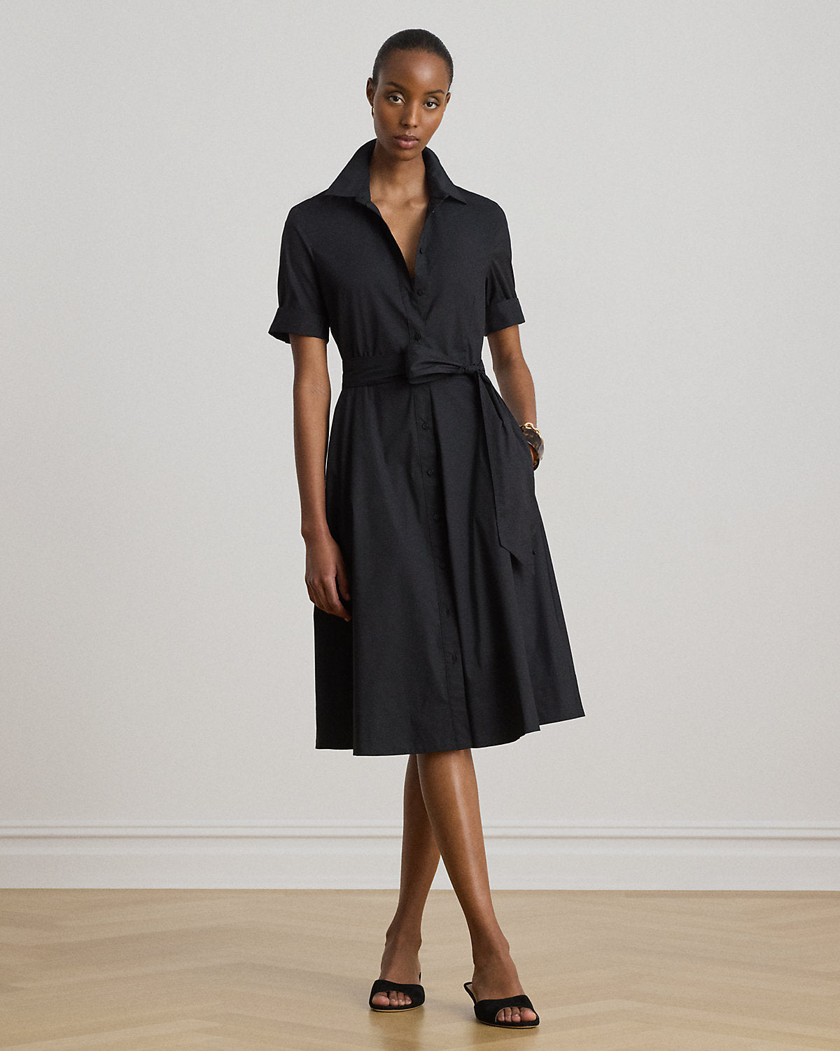 Belted Cotton-Blend Shirtdress