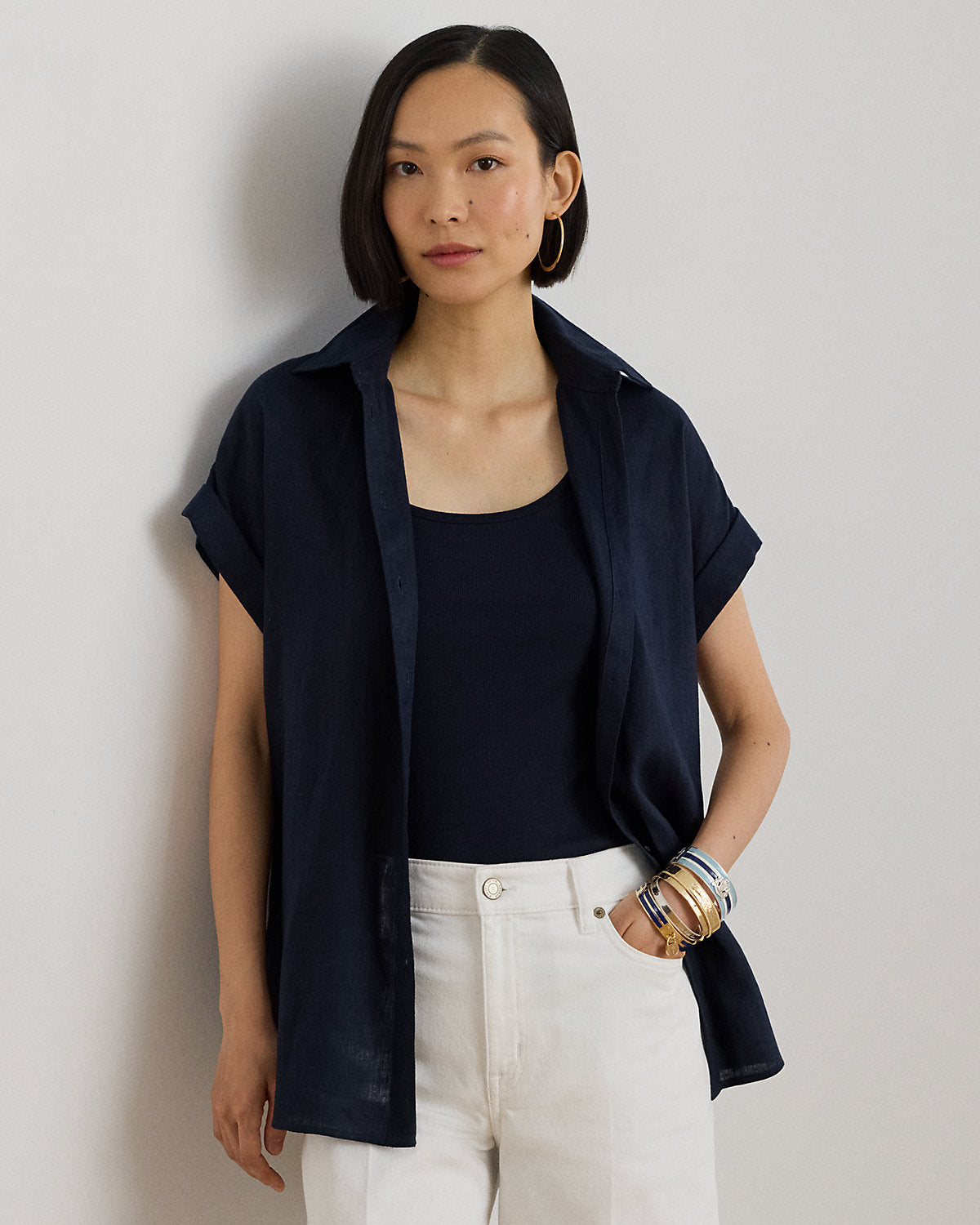 Relaxed Fit Linen Short-Sleeve Shirt