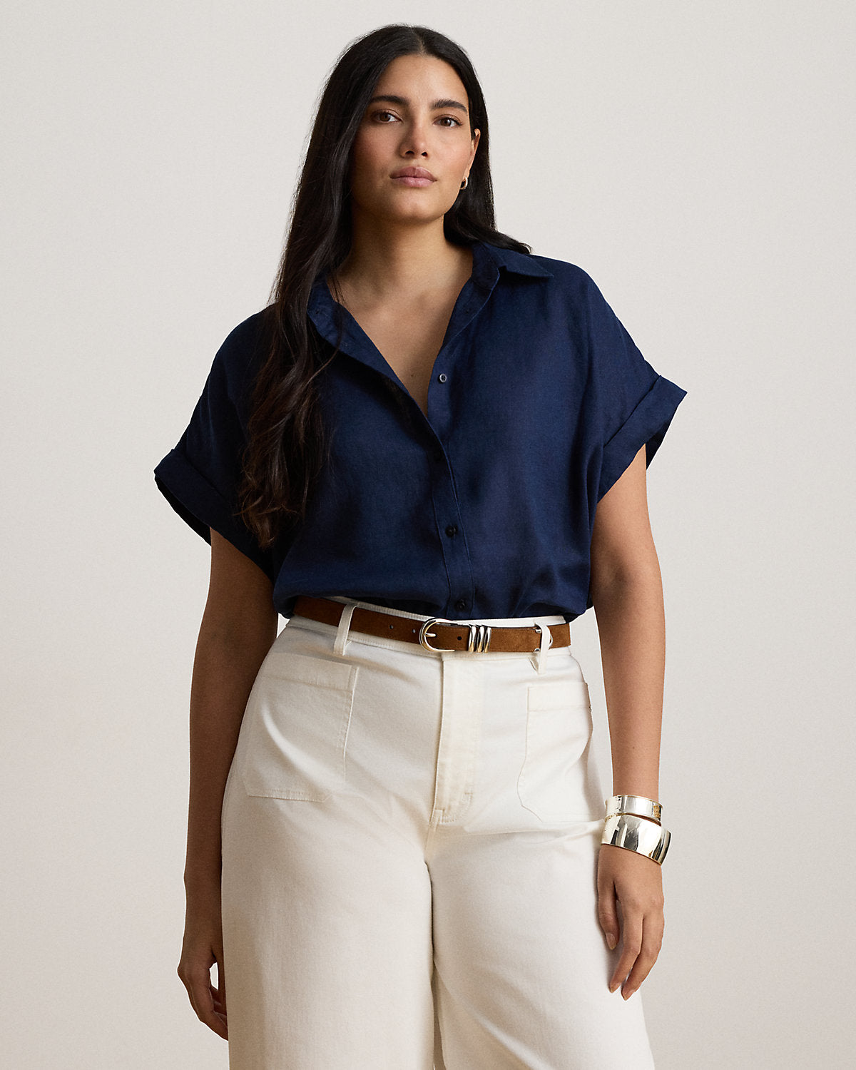 Relaxed Fit Linen Short-Sleeve Shirt