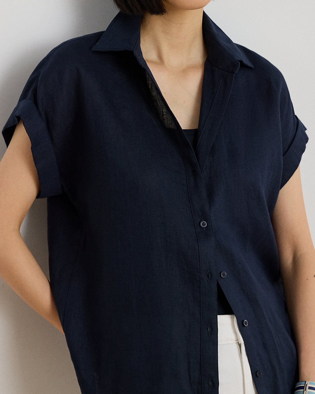 Relaxed Fit Linen Short-Sleeve Shirt