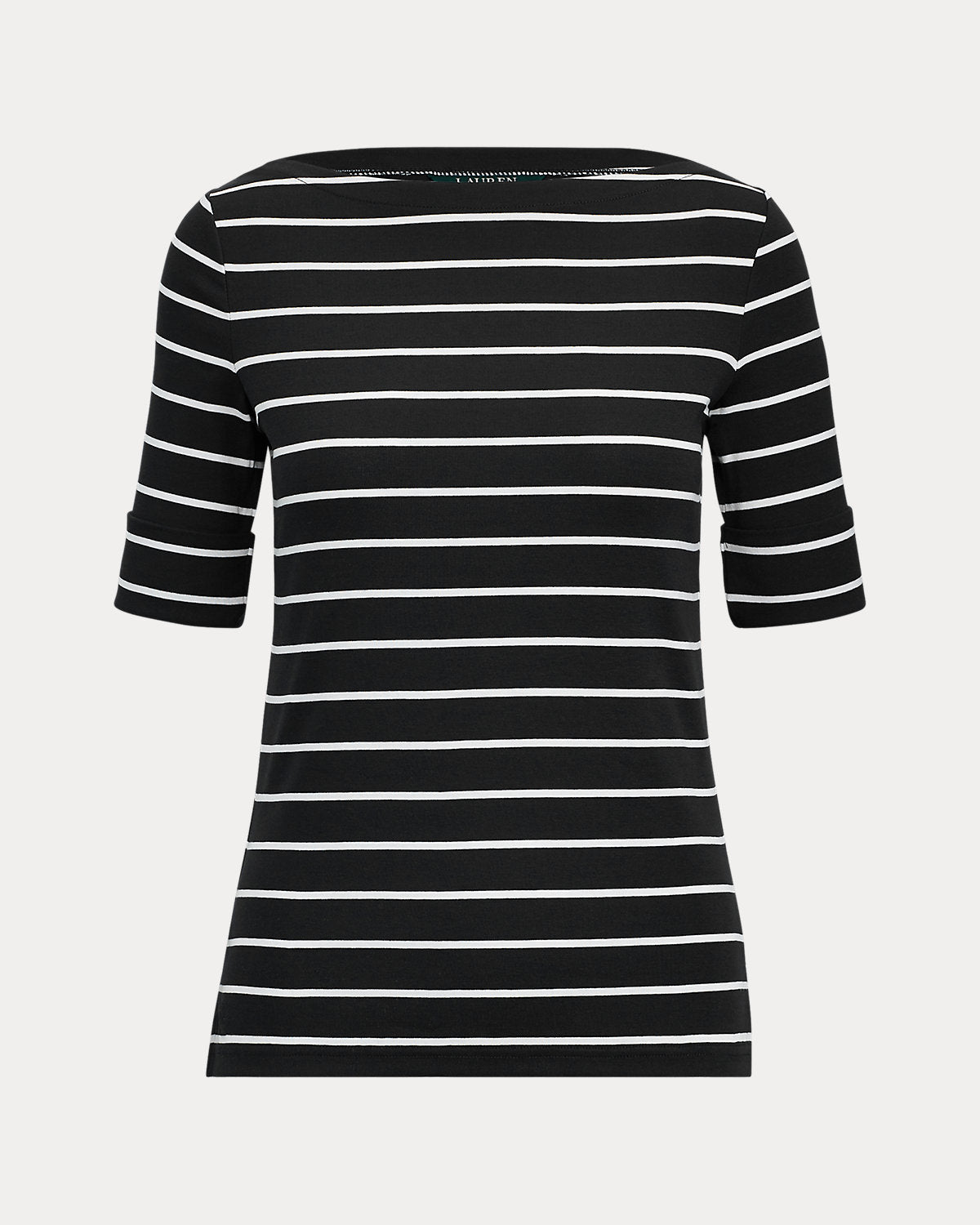 Striped Stretch Cotton Boatneck Tee