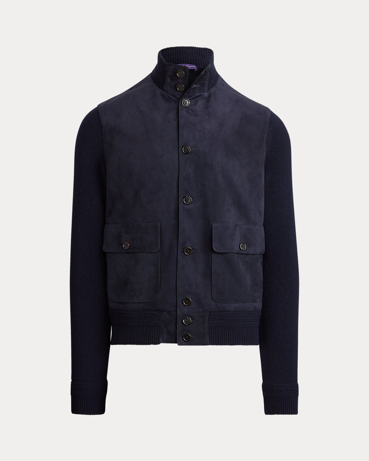 Suede-Front Cashmere Cardigan