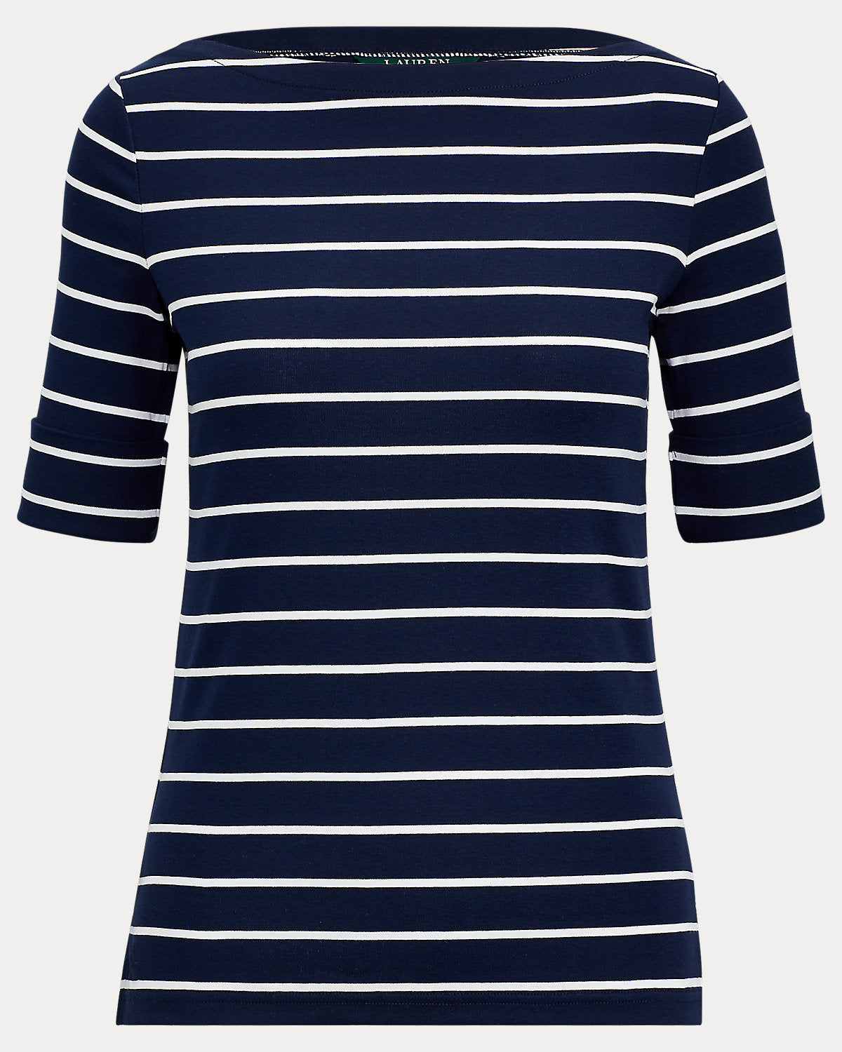 Striped Stretch Cotton Boatneck Tee