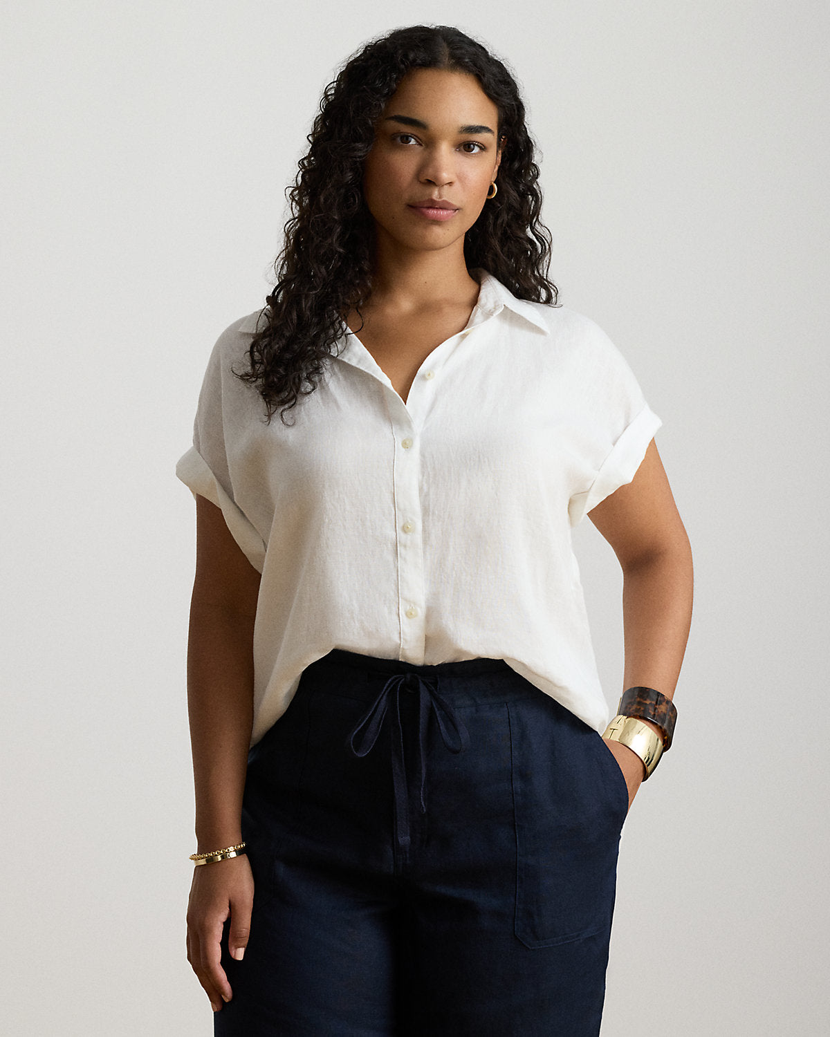 Relaxed Fit Linen Short-Sleeve Shirt
