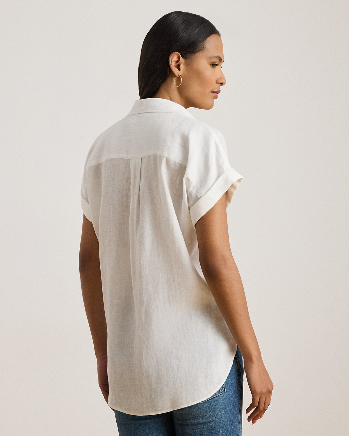 Relaxed Fit Linen Short-Sleeve Shirt