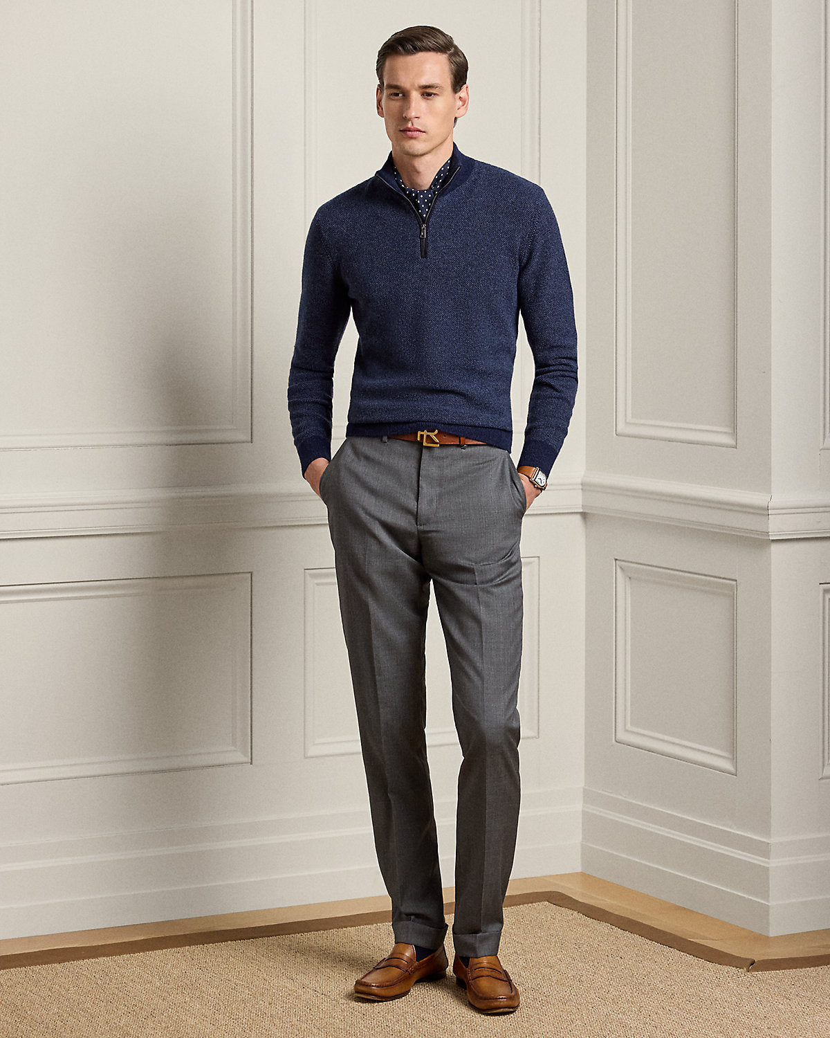 Cashmere Birdseye Quarter-Zip Sweater