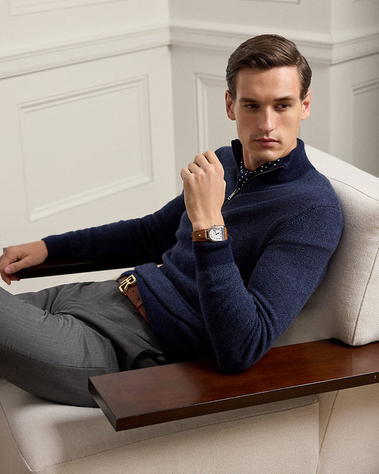 Cashmere Birdseye Quarter-Zip Sweater