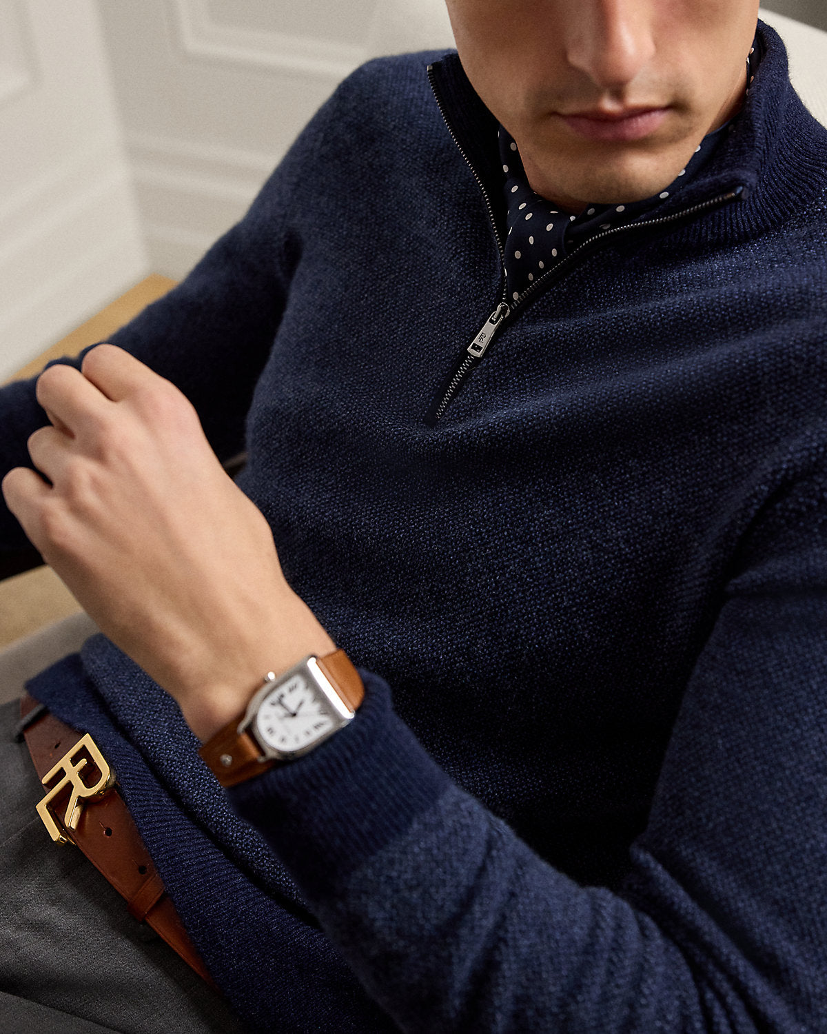 Cashmere Birdseye Quarter-Zip Sweater