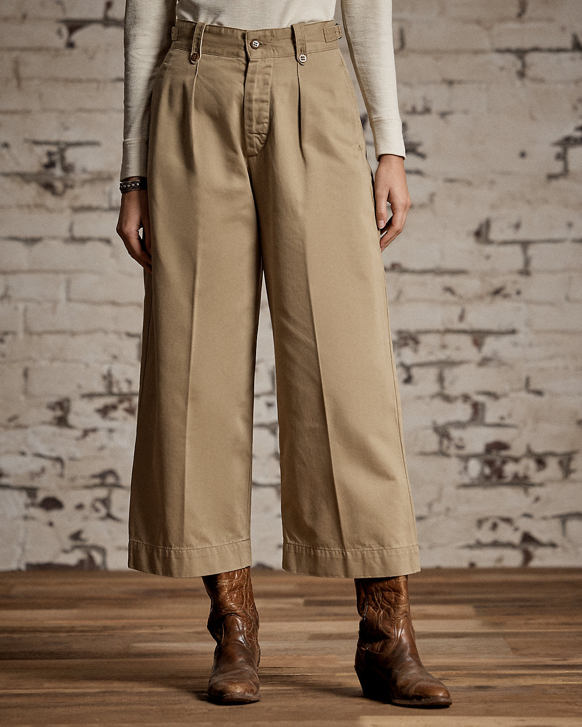 Cropped Cotton Wide-Leg Pant