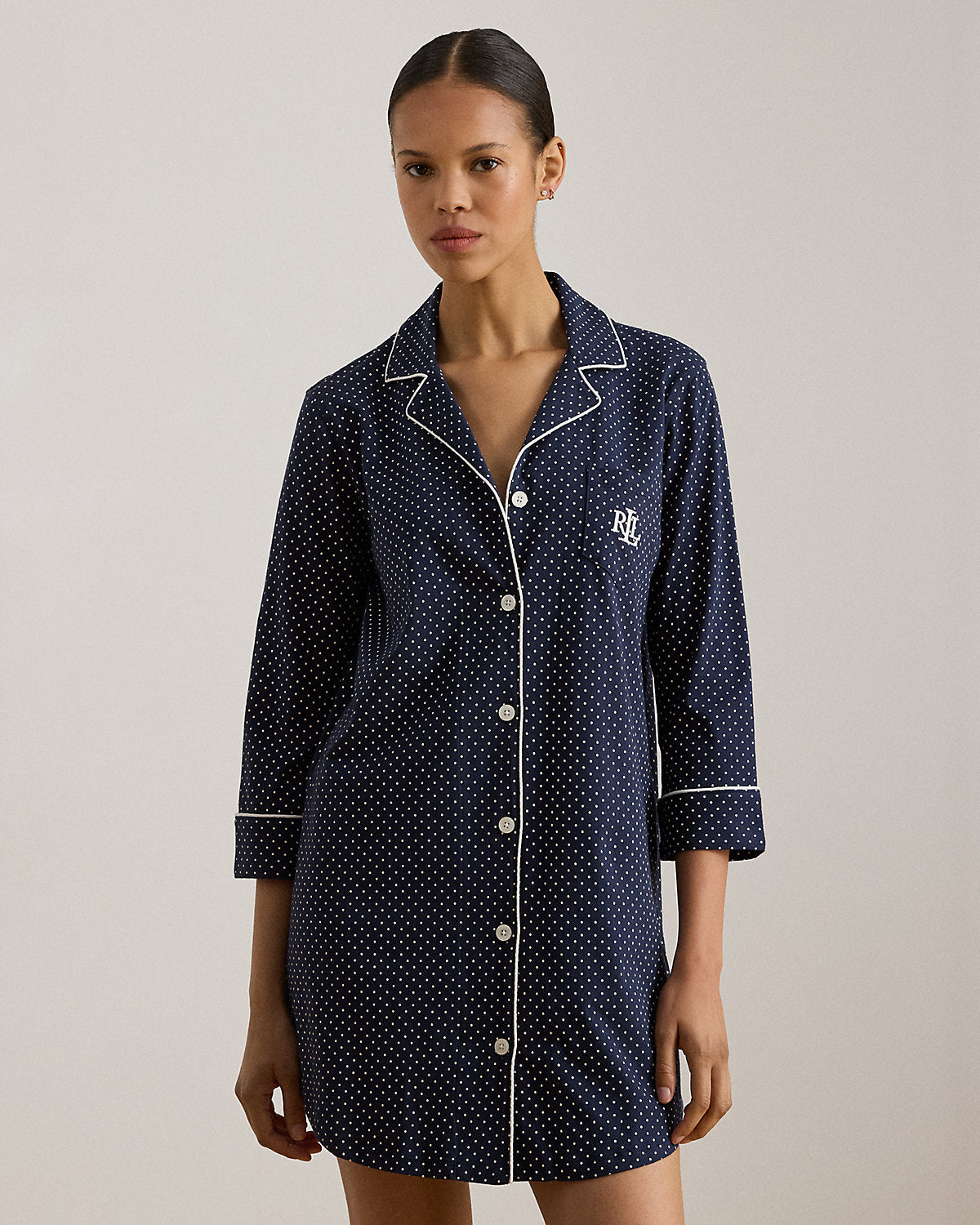 Polka-Dot Cotton Sleep Shirt