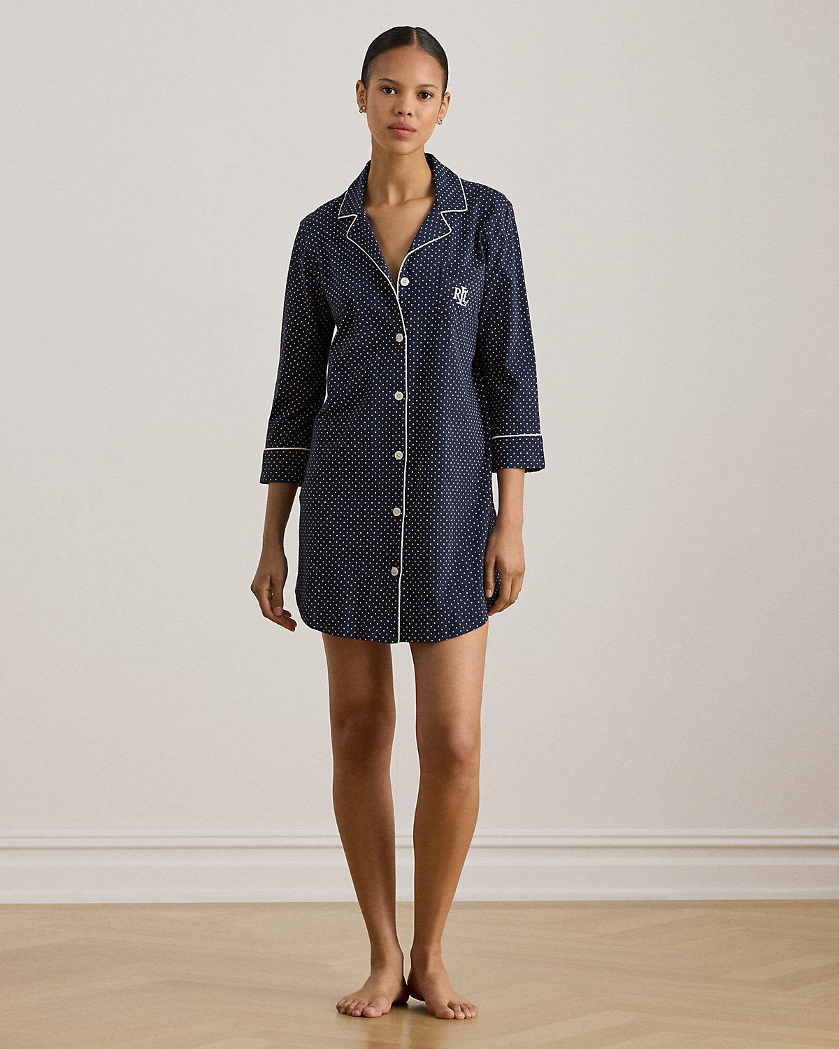 Polka-Dot Cotton Sleep Shirt