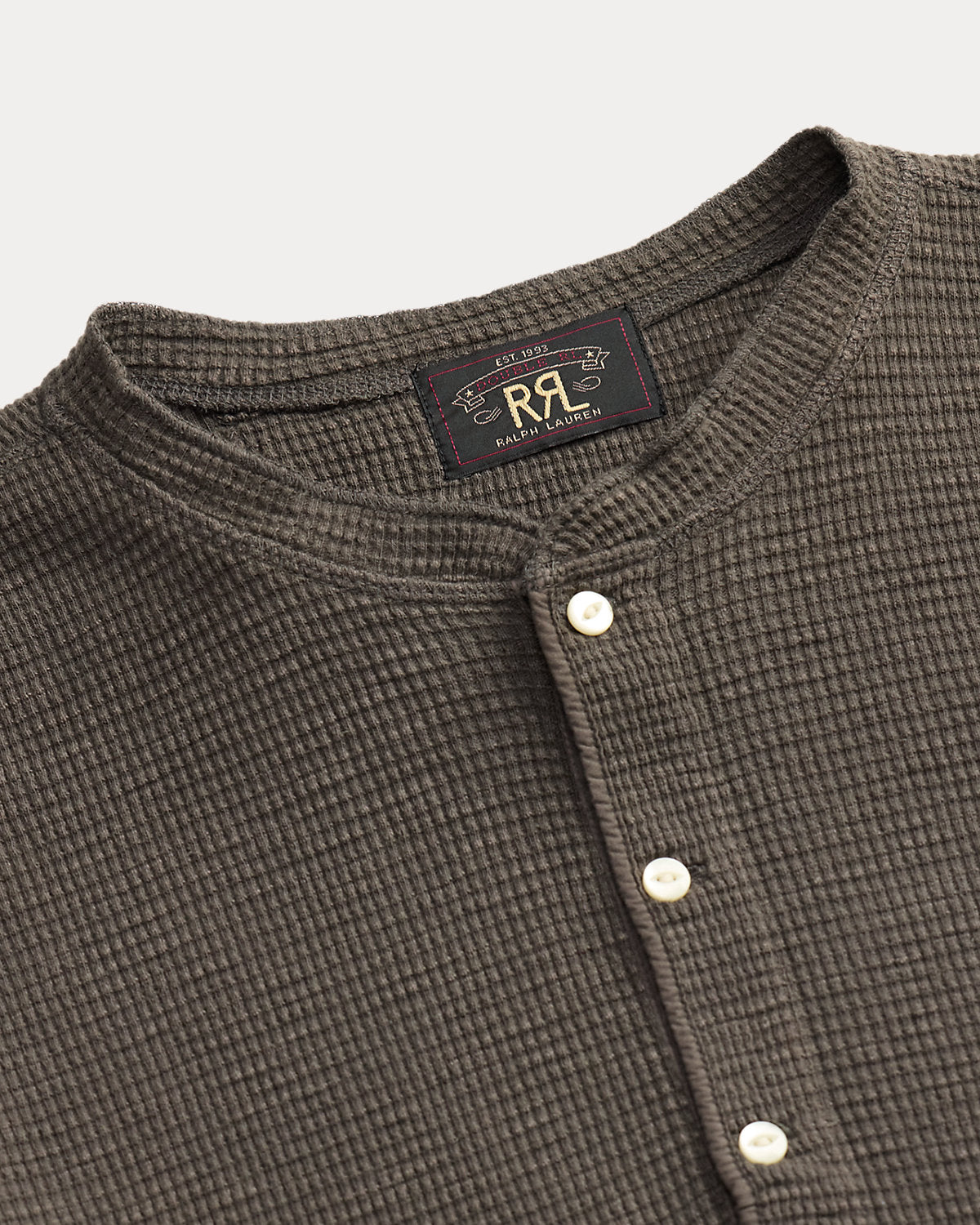 Waffle-Knit Short-Sleeve Henley Shirt
