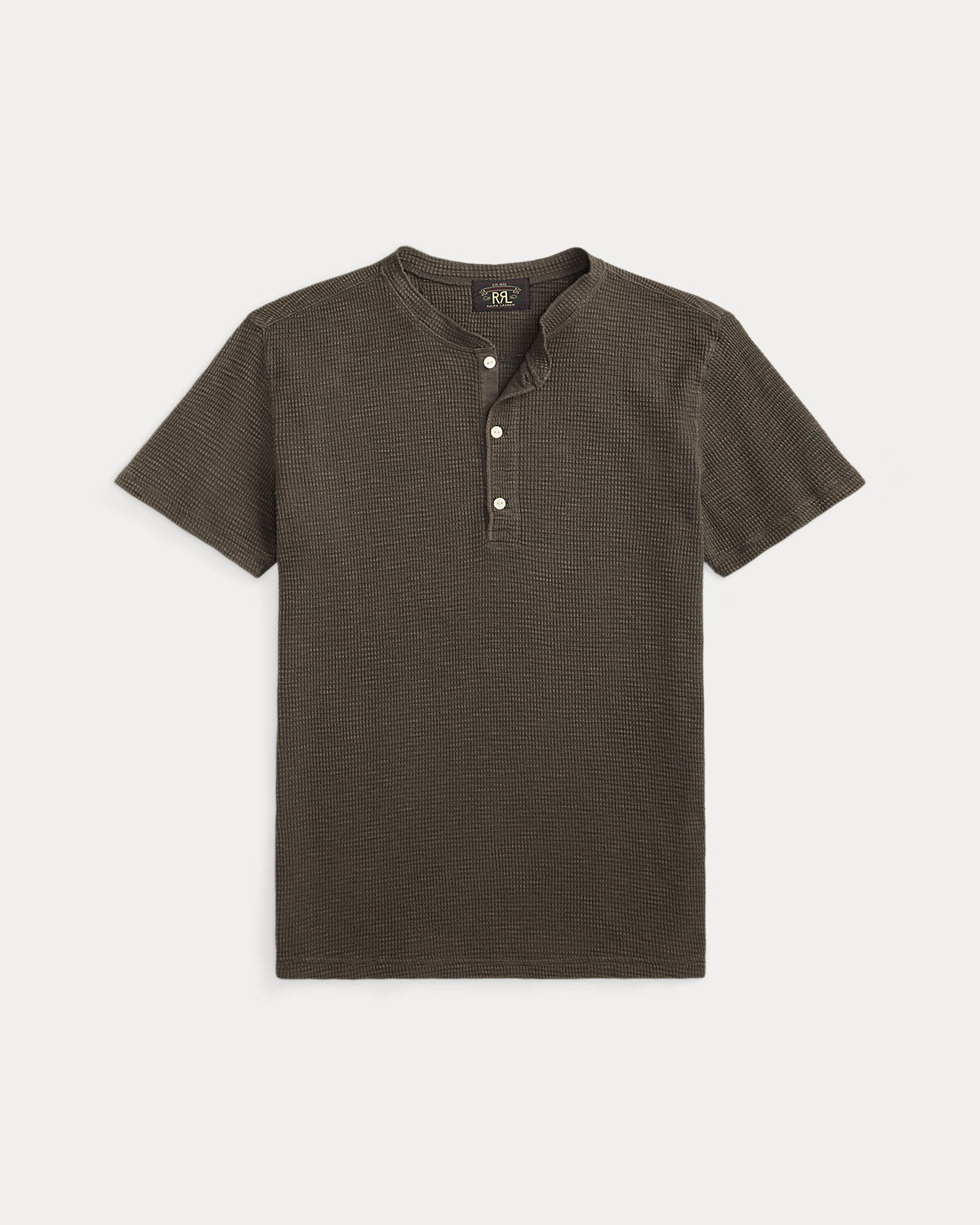 Waffle-Knit Short-Sleeve Henley Shirt