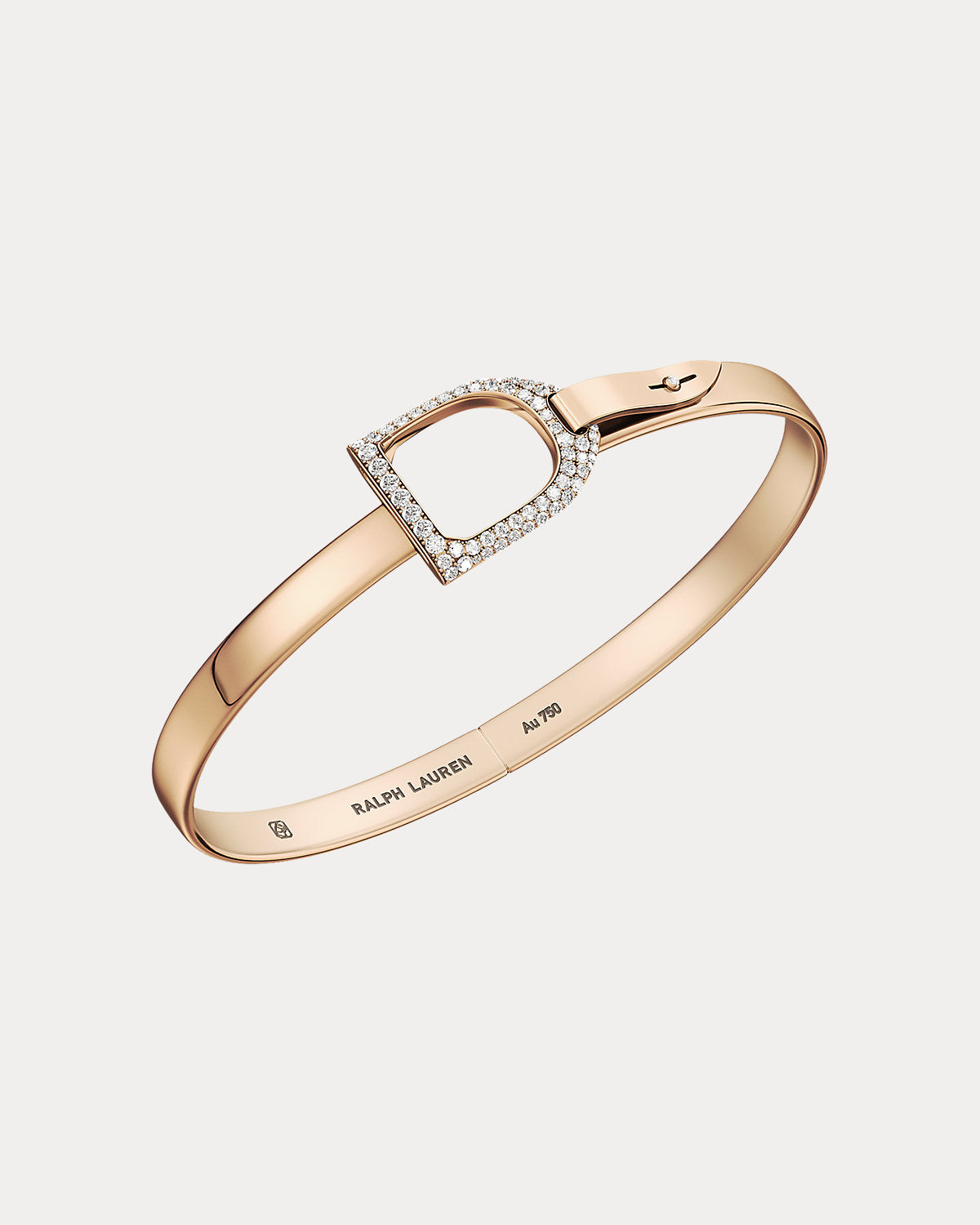Pav¨¦ Diamond Rose Gold Stirrup Bangle