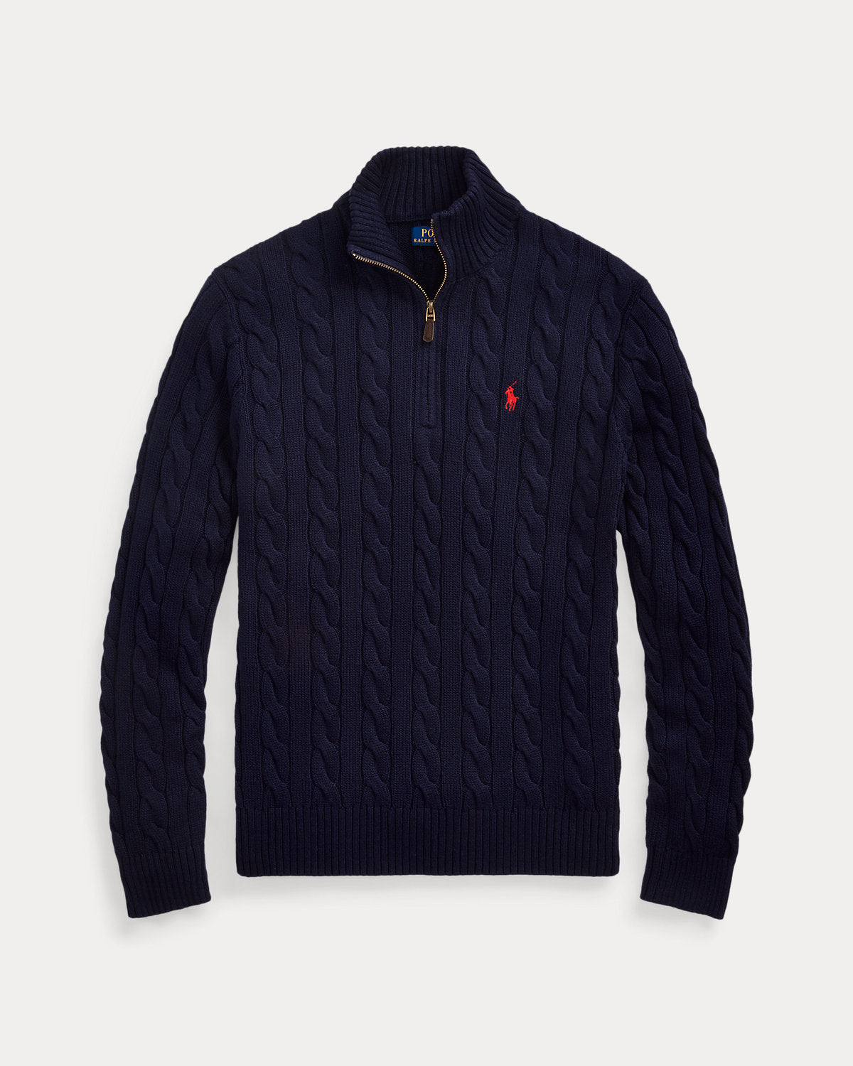 Cable-Knit Cotton Quarter-Zip Sweater