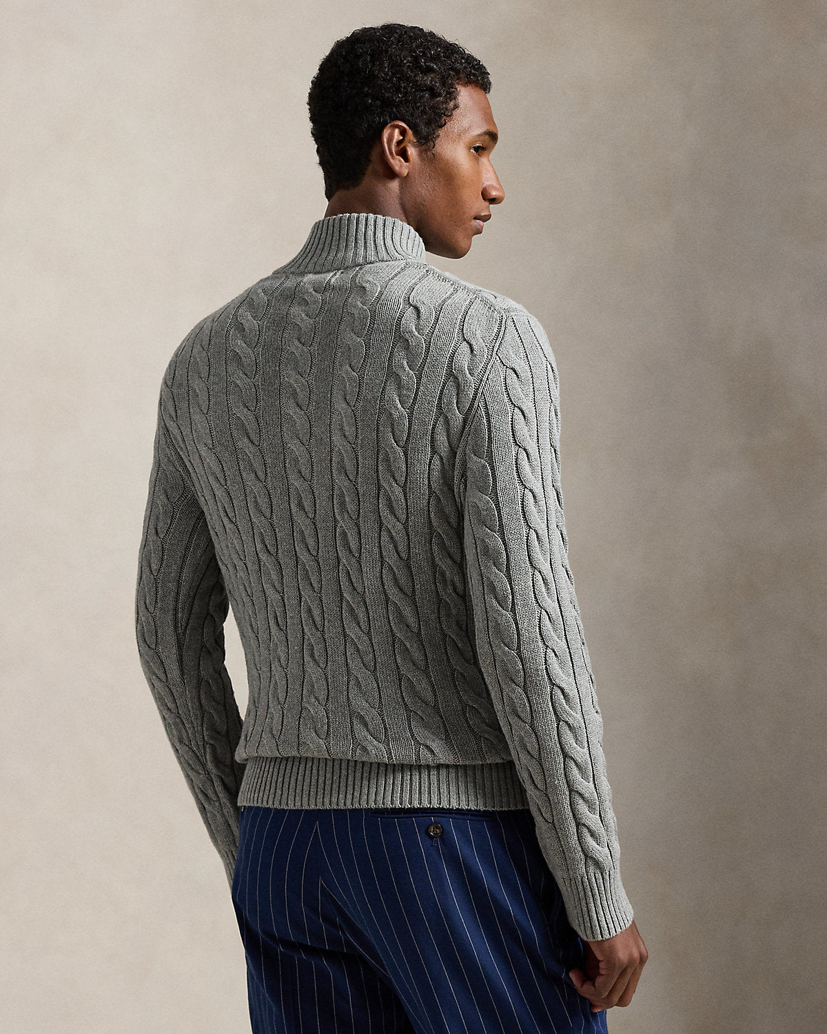 Cable-Knit Cotton Quarter-Zip Sweater