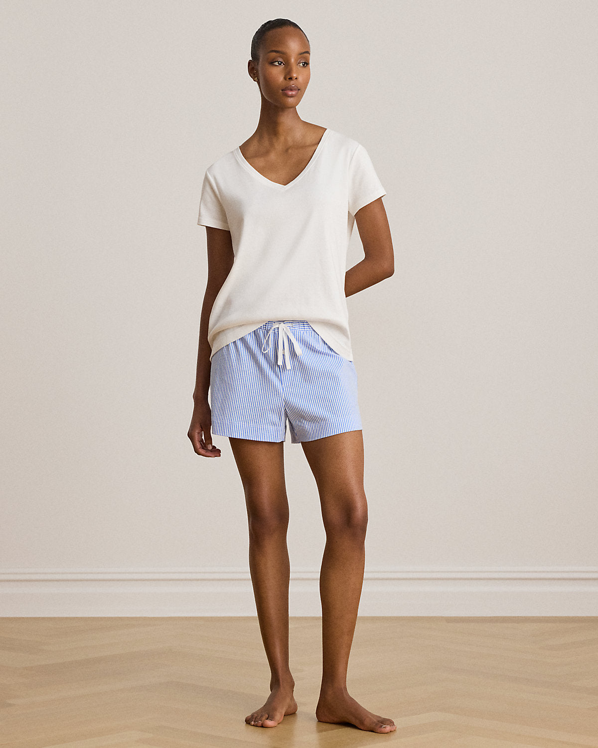 Striped Cotton-Blend Sleep Short