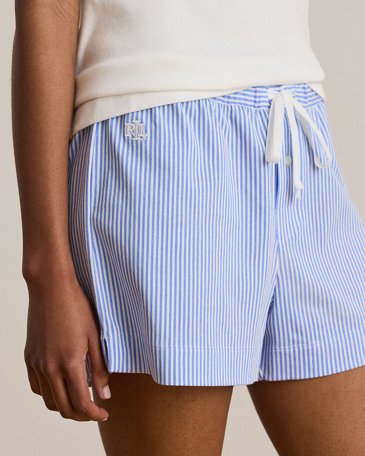 Striped Cotton-Blend Sleep Short