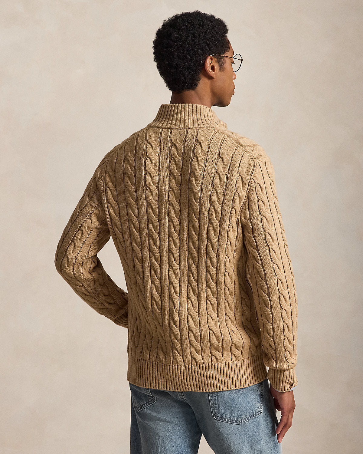 Cable-Knit Cotton Quarter-Zip Sweater