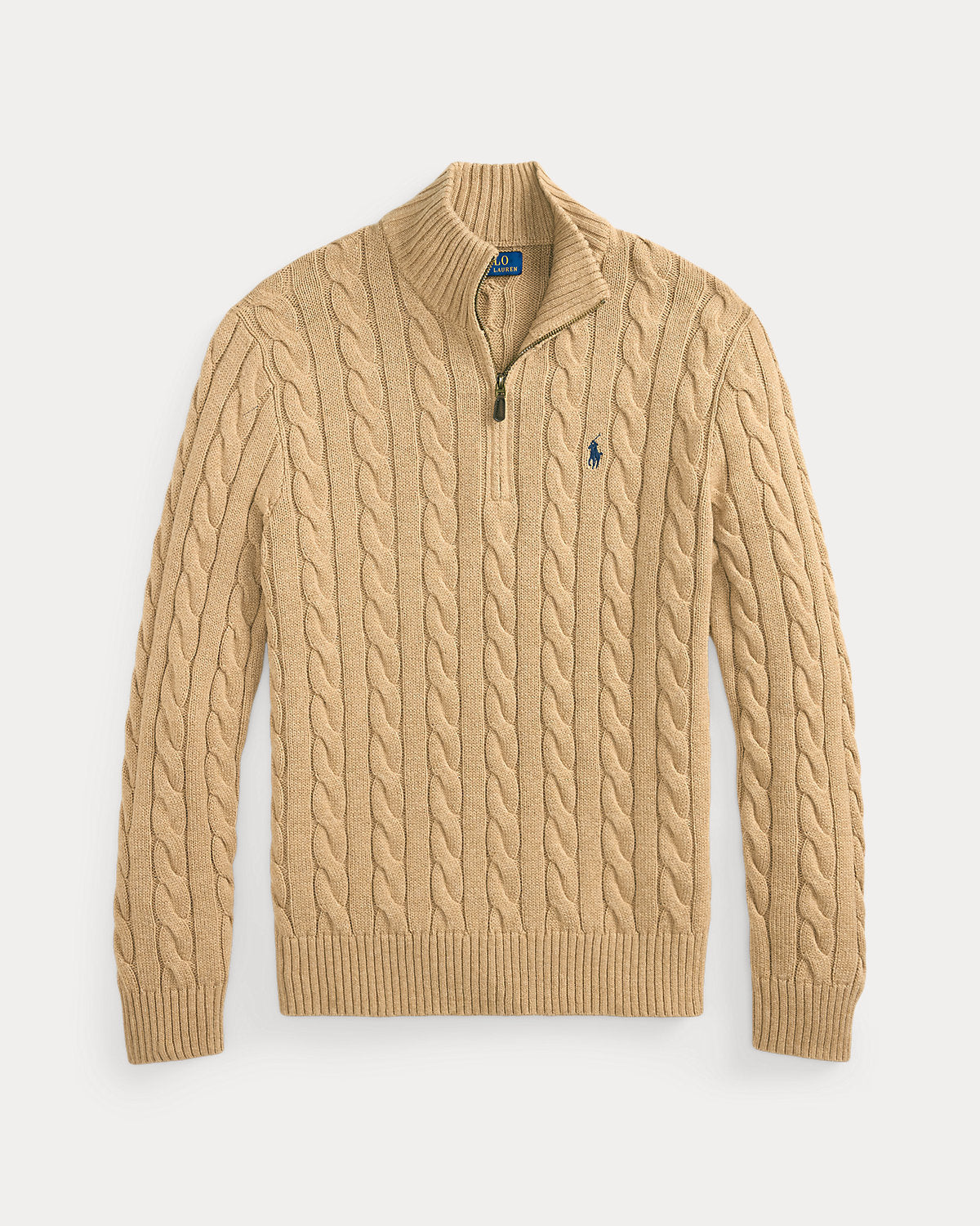 Cable-Knit Cotton Quarter-Zip Sweater