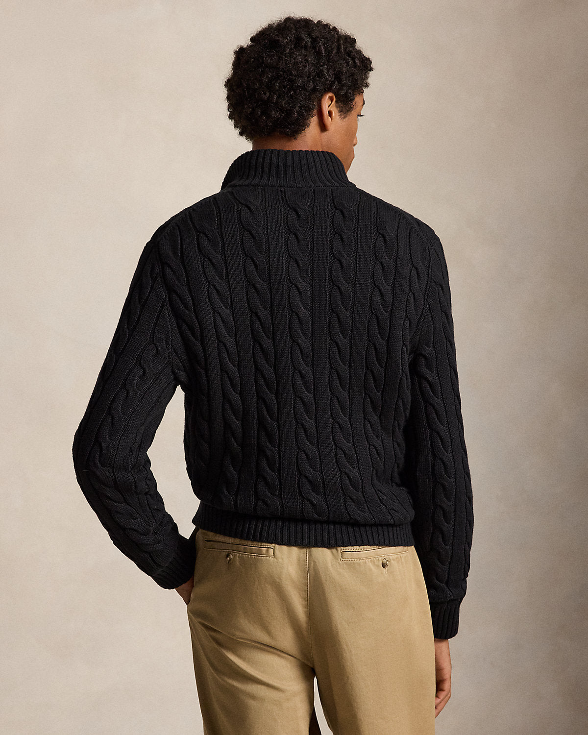 Cable-Knit Cotton Quarter-Zip Sweater
