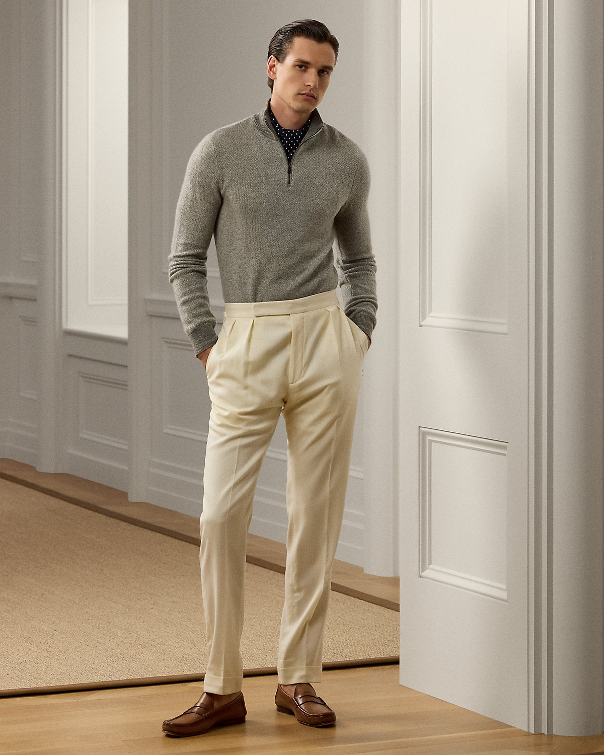 Cashmere Birdseye Quarter-Zip Sweater