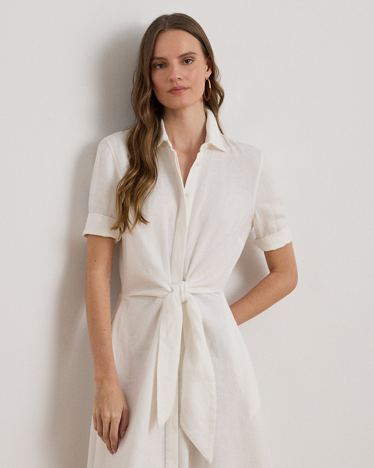 Tie-Front Linen Shirtdress