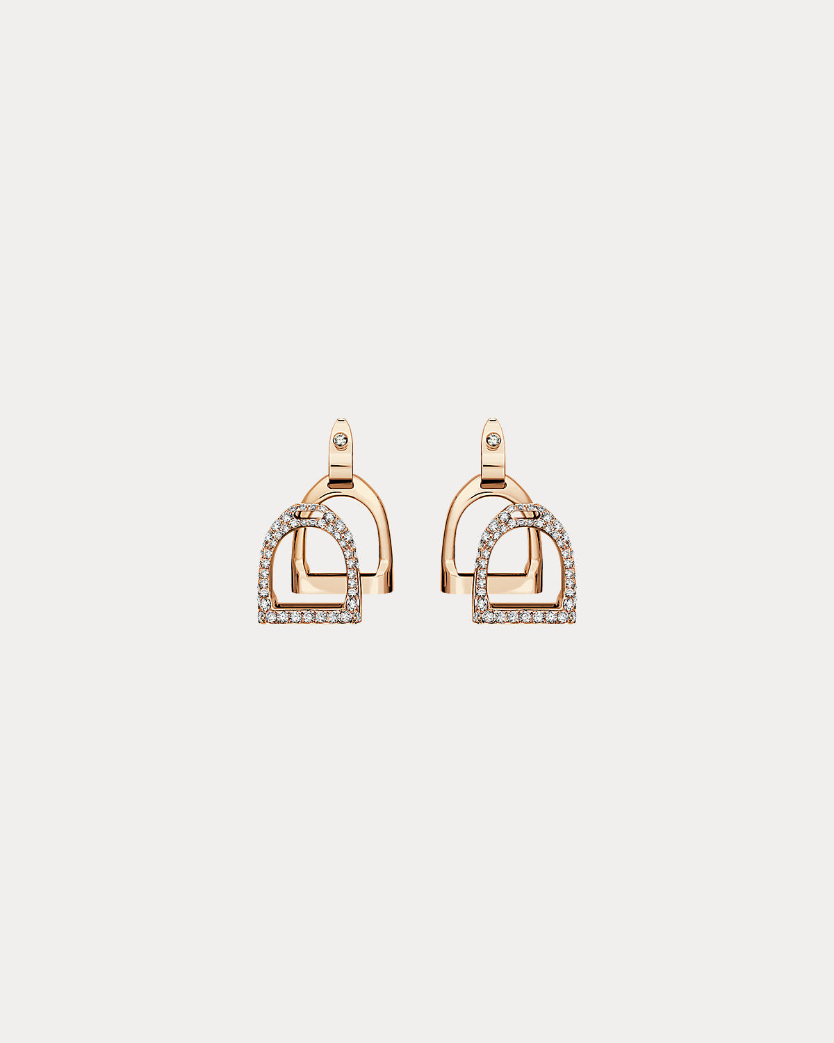 Pav¨¦ Diamond Double-Stirrup Earrings