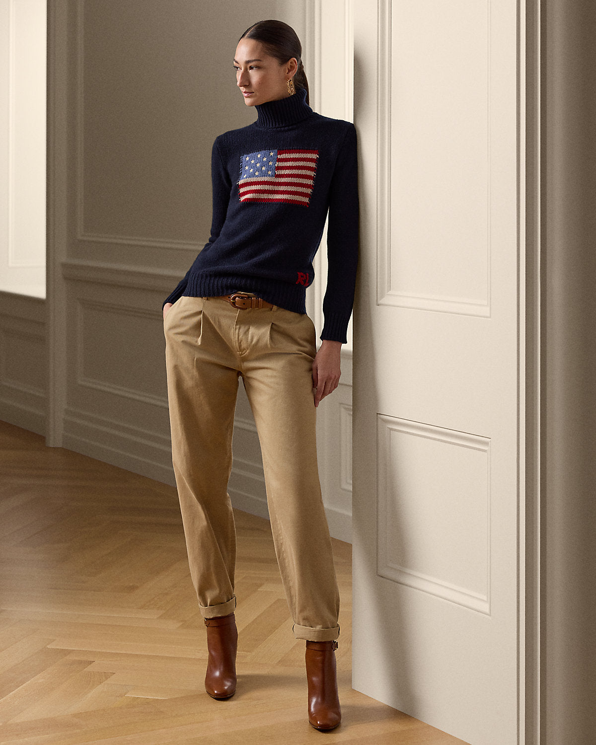 Flag Cashmere Turtleneck Sweater