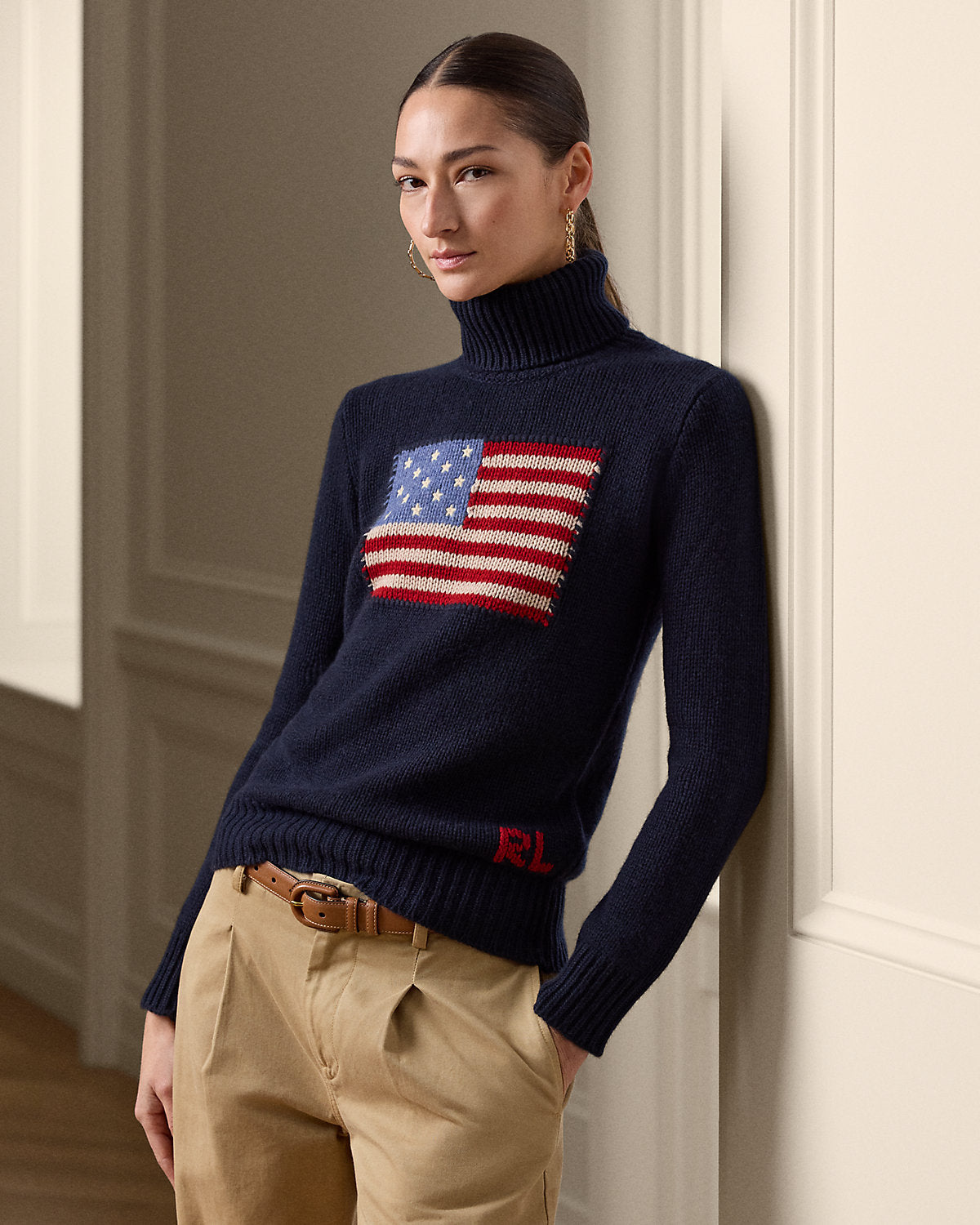 Flag Cashmere Turtleneck Sweater