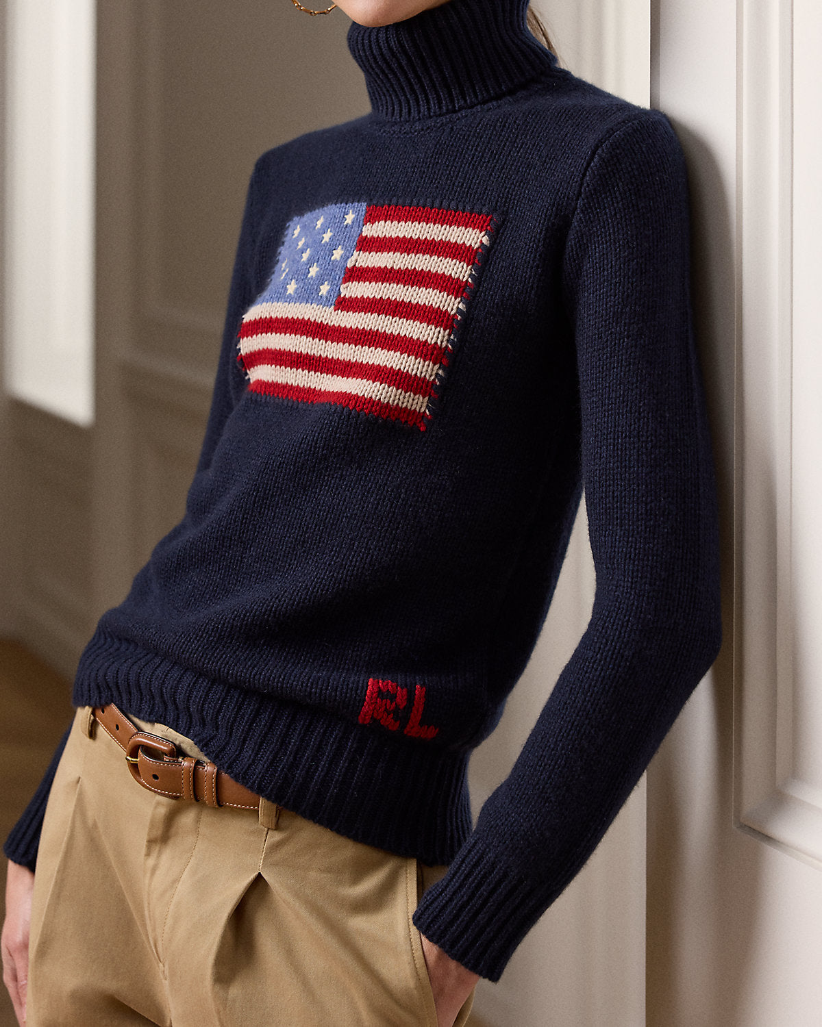 Flag Cashmere Turtleneck Sweater