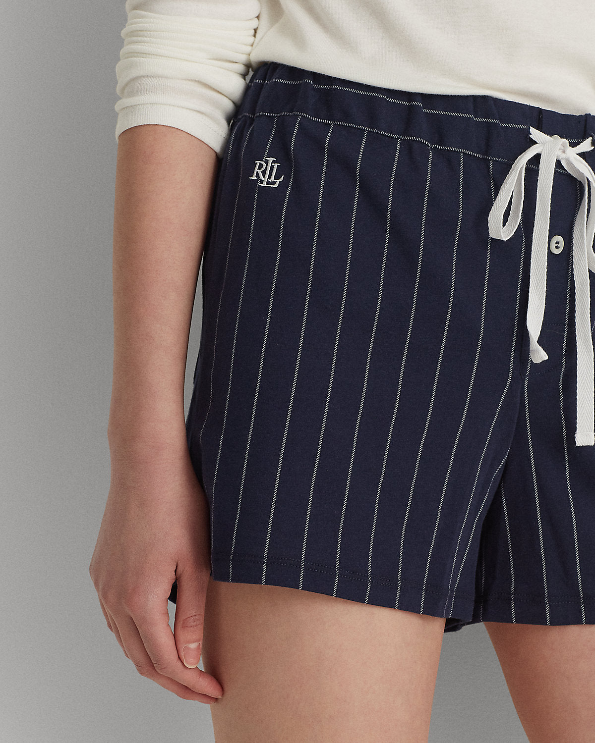 Striped Cotton-Blend Sleep Short