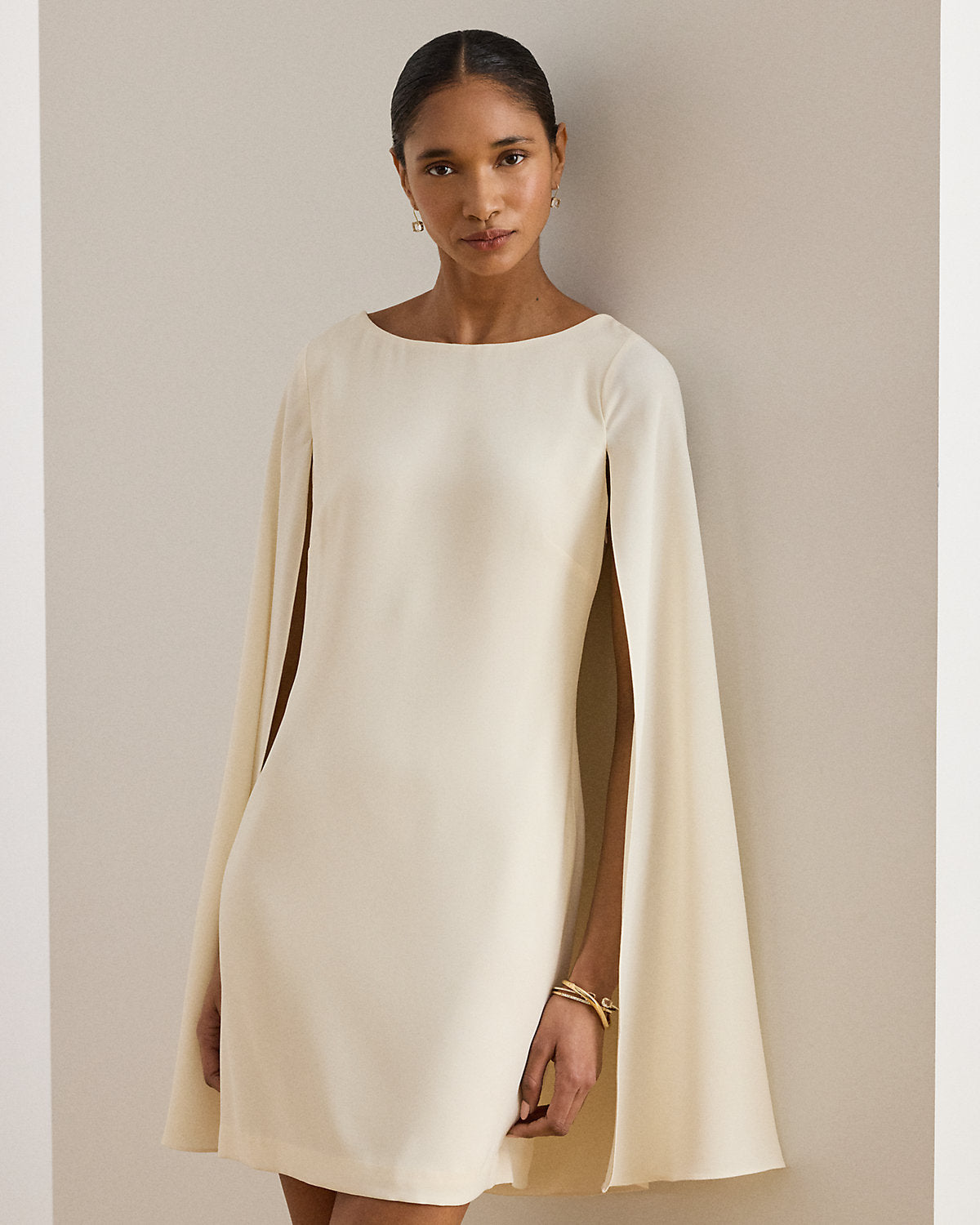 Cape Georgette Cocktail Dress