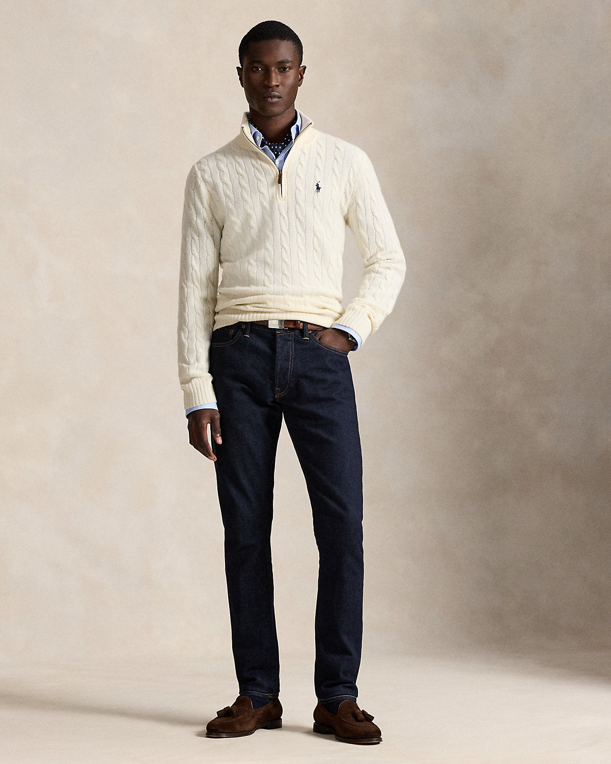 Cable-Knit Quarter-Zip Sweater