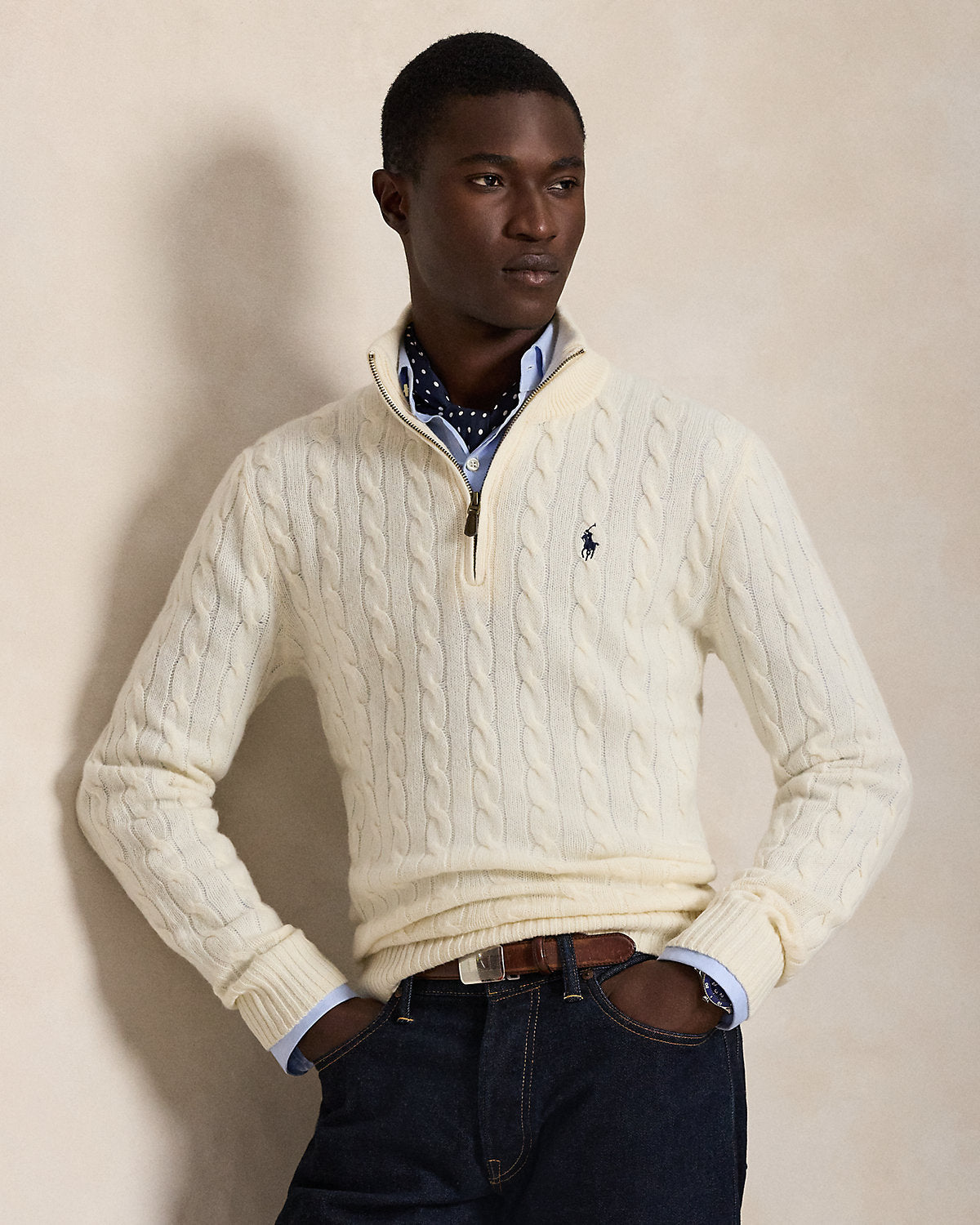 Cable-Knit Quarter-Zip Sweater