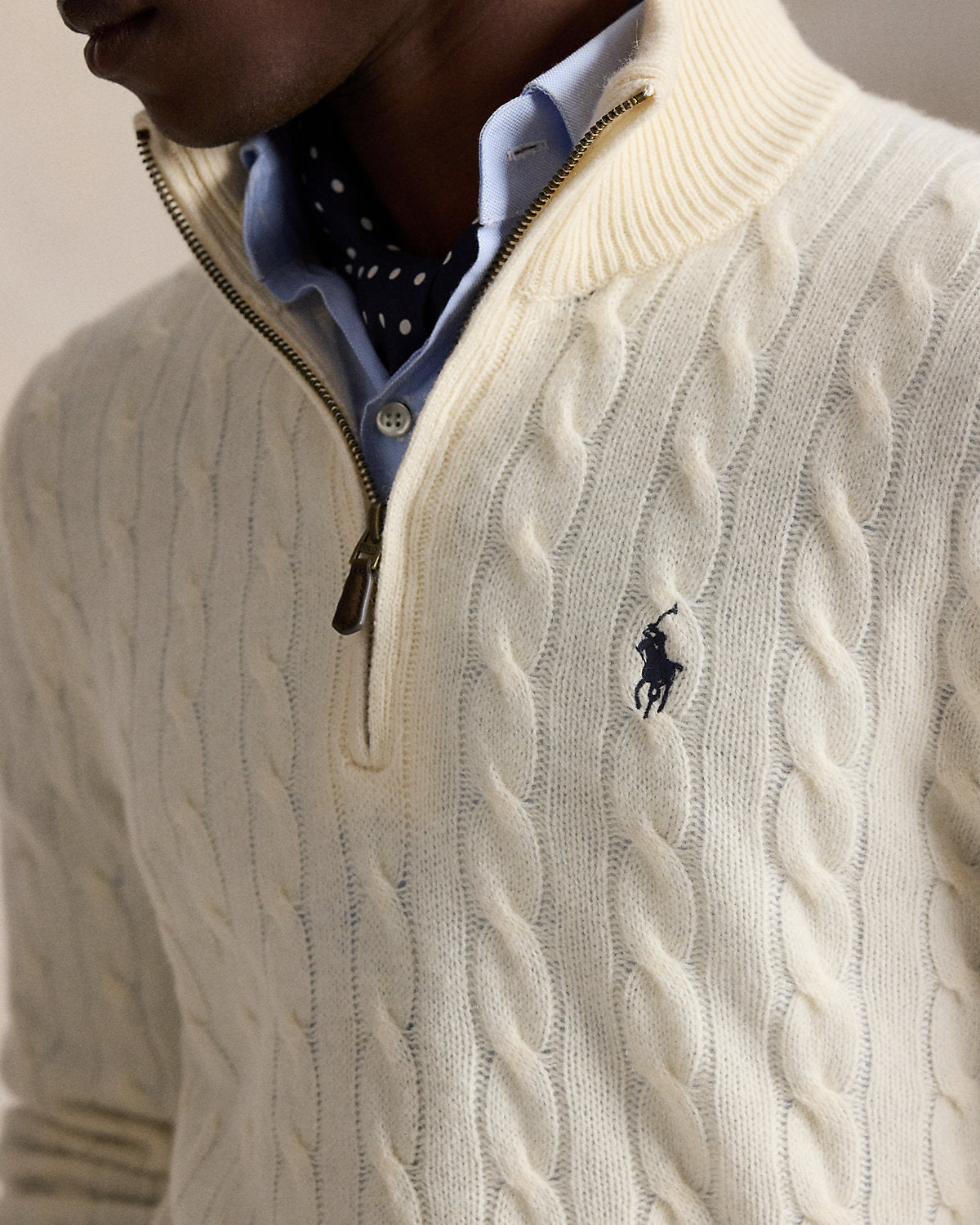 Cable-Knit Quarter-Zip Sweater