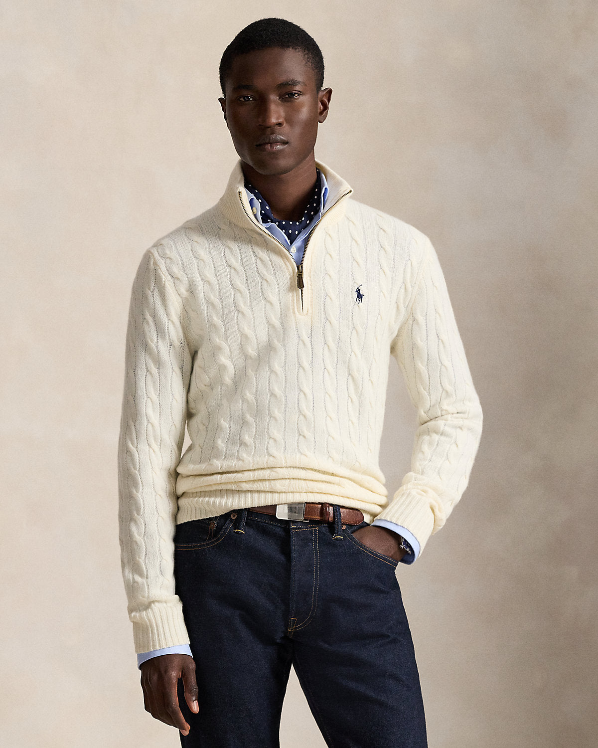 Cable-Knit Quarter-Zip Sweater
