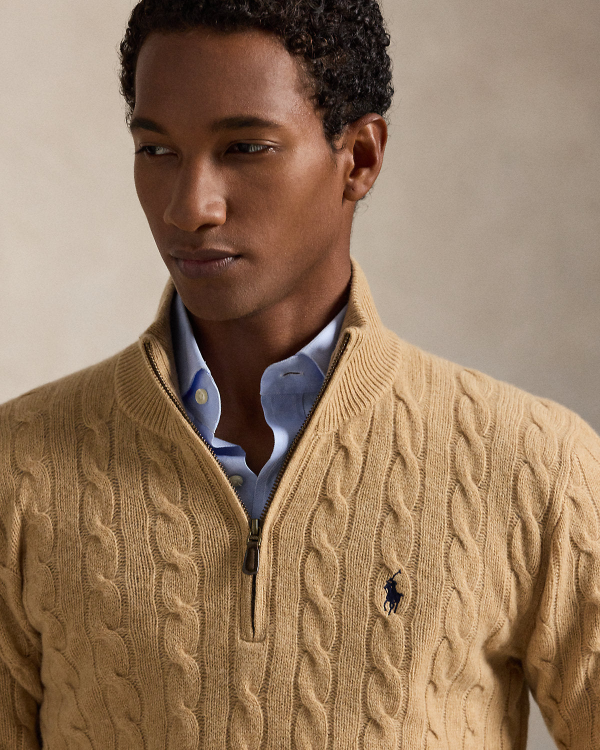 Cable-Knit Quarter-Zip Sweater