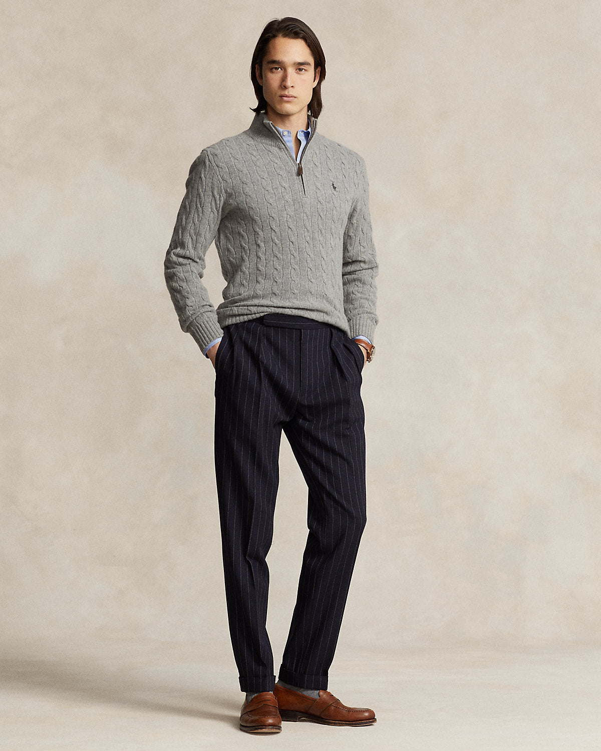 Cable-Knit Quarter-Zip Sweater