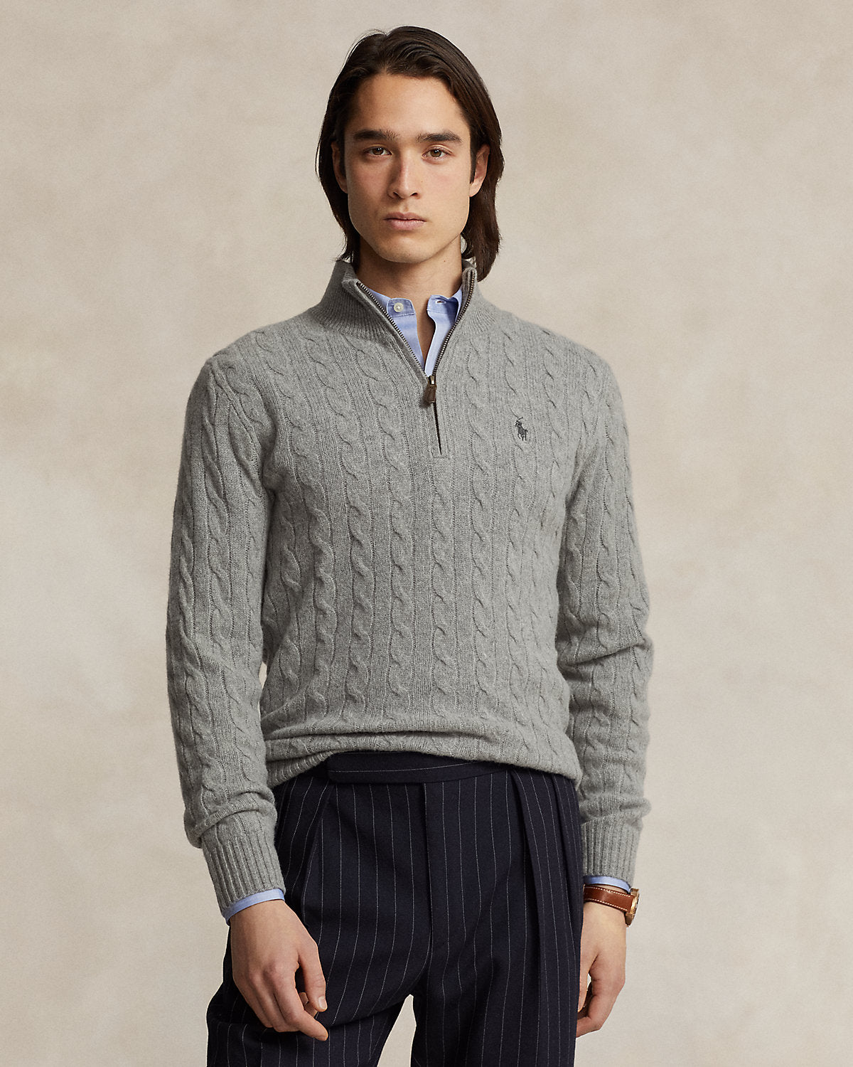 Cable-Knit Quarter-Zip Sweater