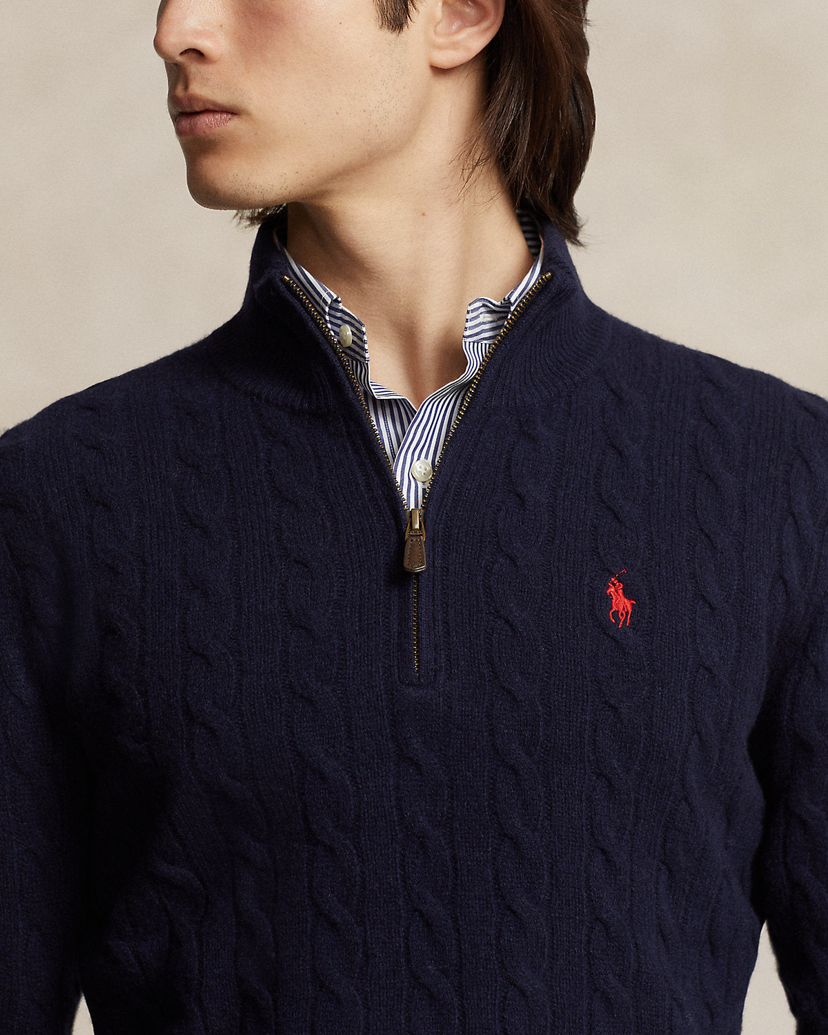 Cable-Knit Quarter-Zip Sweater