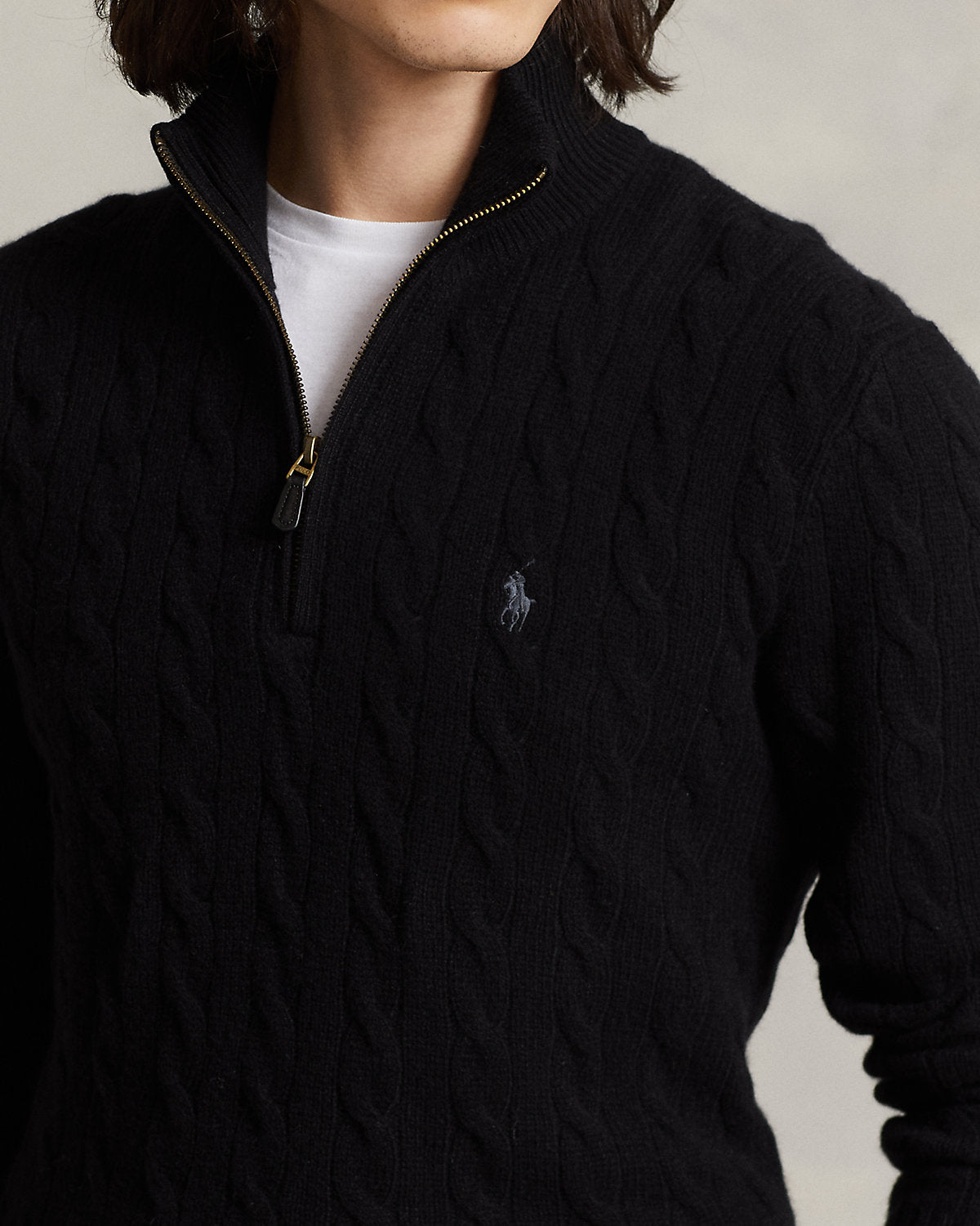 Cable-Knit Quarter-Zip Sweater