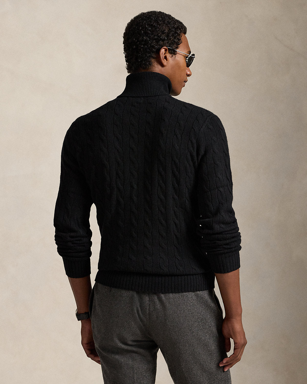 Cable Wool-Cashmere Turtleneck Sweater
